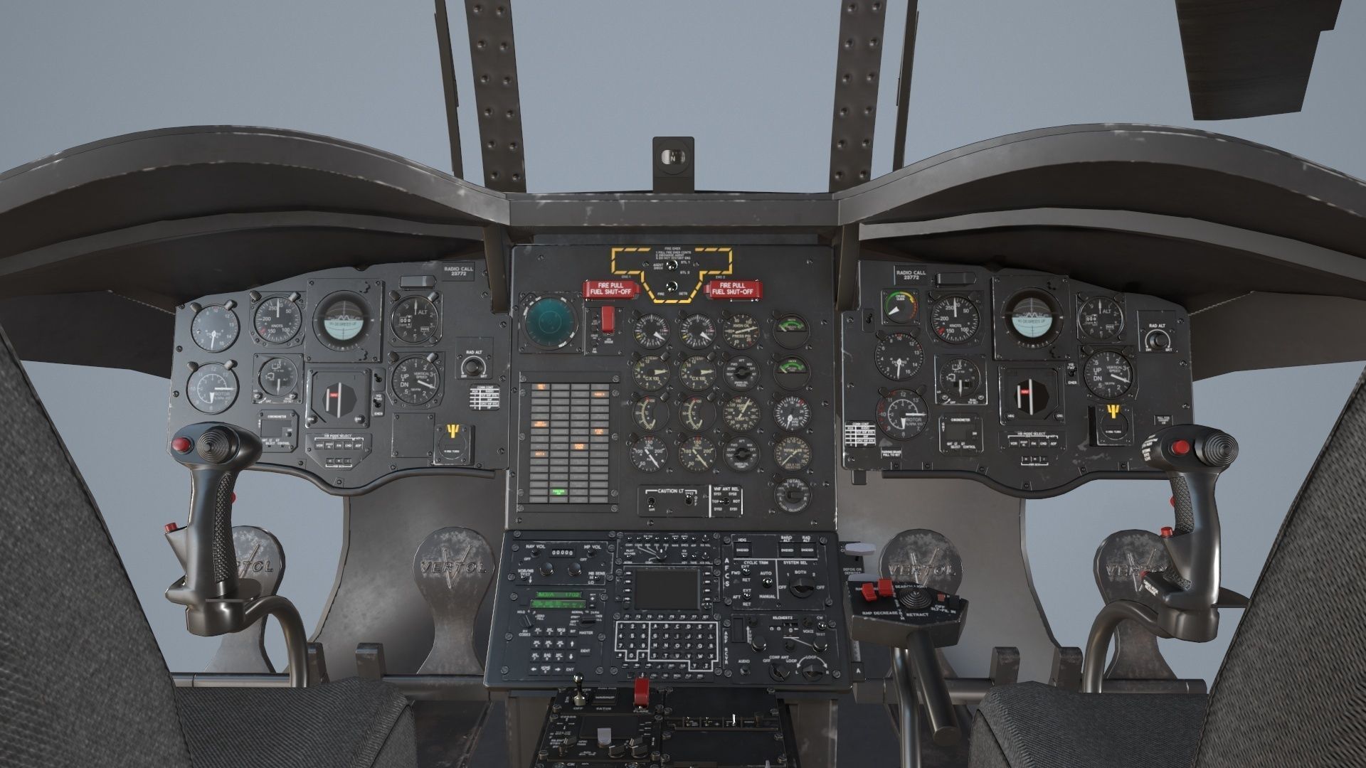 CH-47J Chinook JASDF Static Low-poly 3D model_21