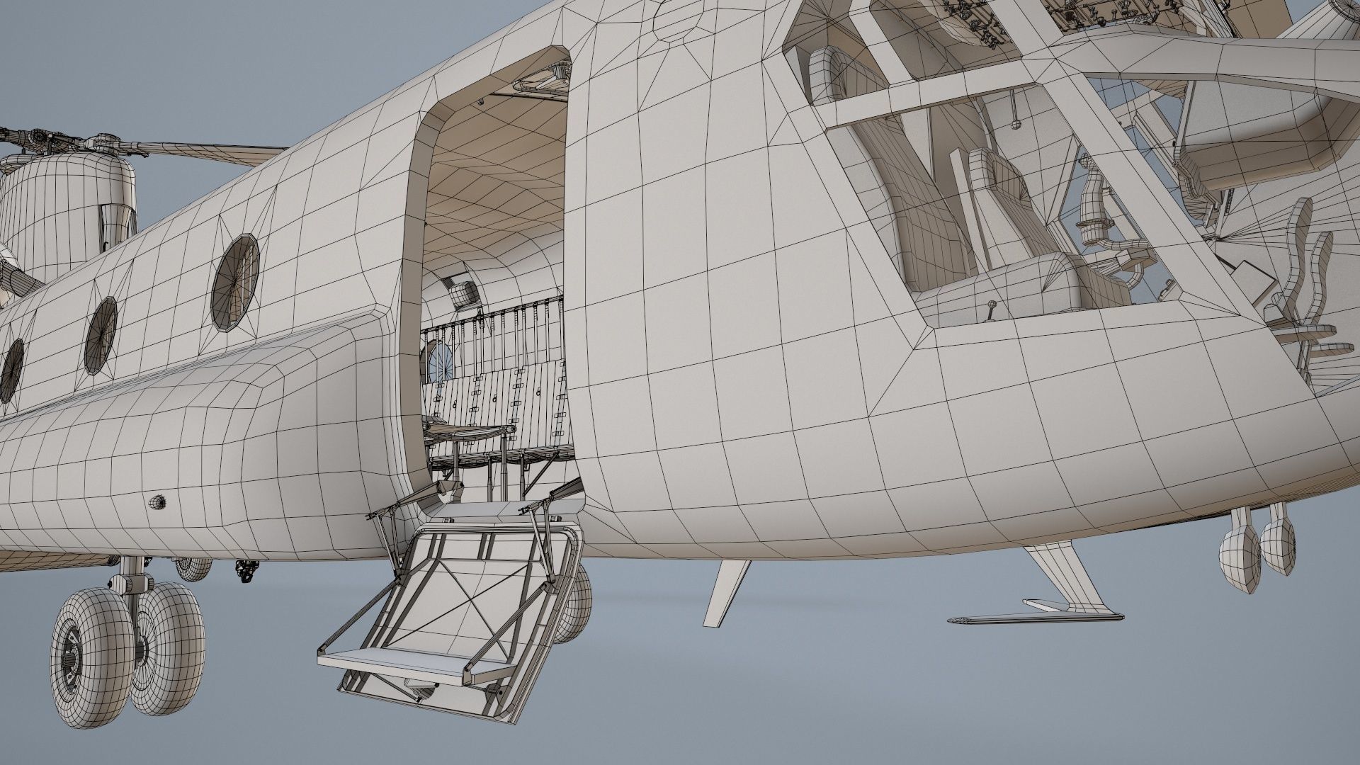 CH-47J Chinook JASDF Static Low-poly 3D model_35