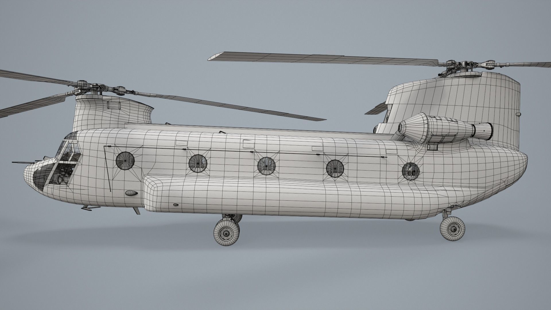 CH-47J Chinook JASDF Static Low-poly 3D model_33
