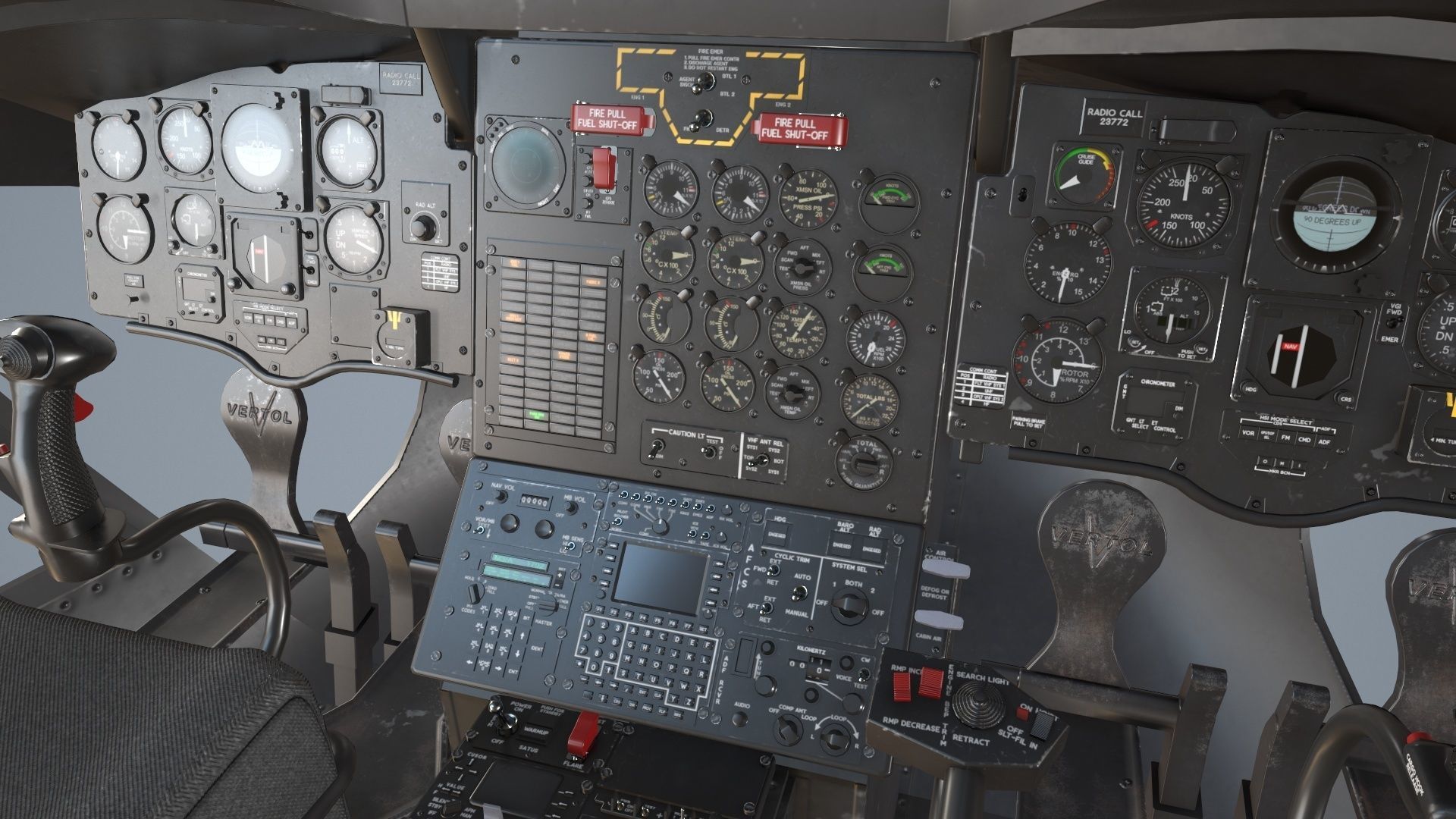 CH-47J Chinook JASDF Static Low-poly 3D model_23