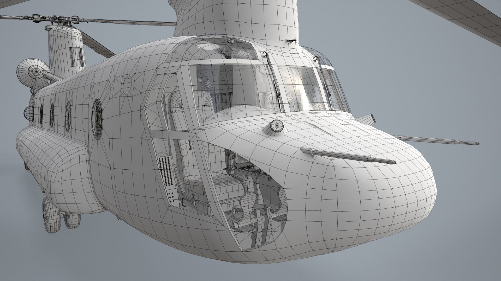 CH-47J Chinook JASDF Static Low-poly 3D model_31