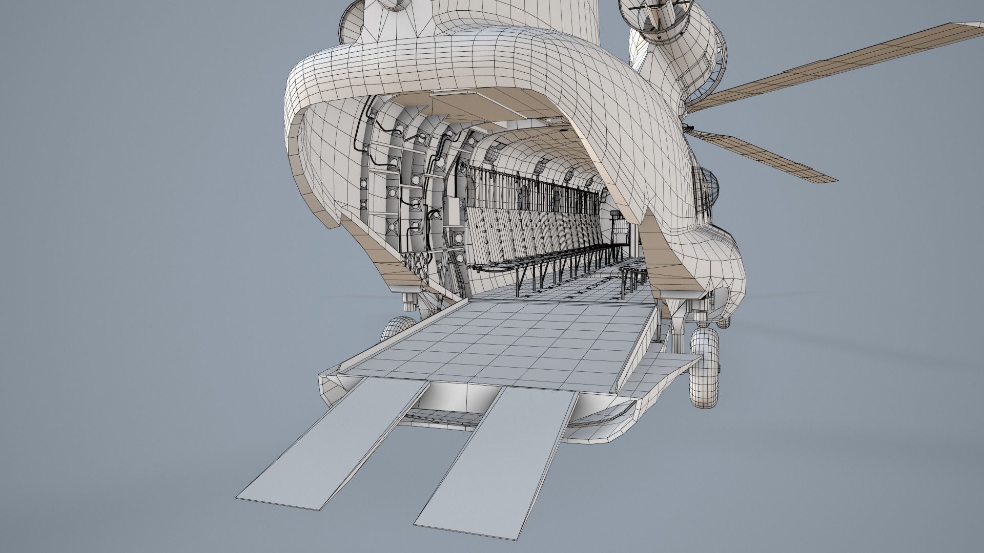 CH-47J Chinook JASDF Static Low-poly 3D model_34