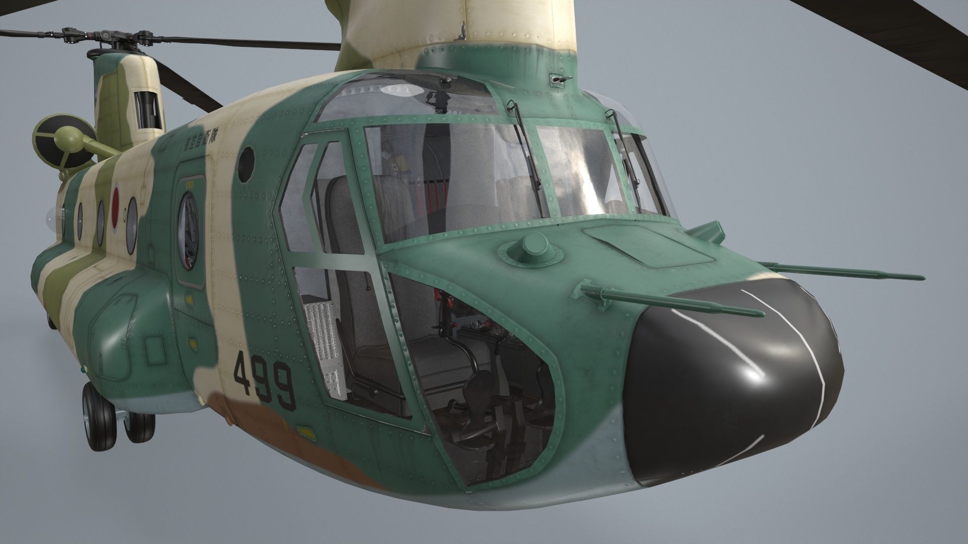 CH-47J Chinook JASDF Static Low-poly 3D model_6