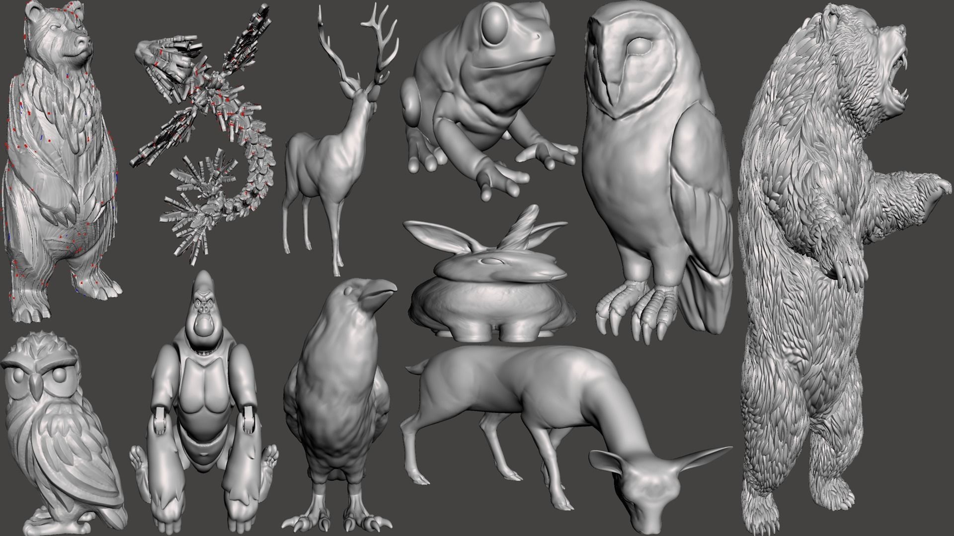 Animals 93 Models Birds creatures 3D Print Sculptures 3D print model_7