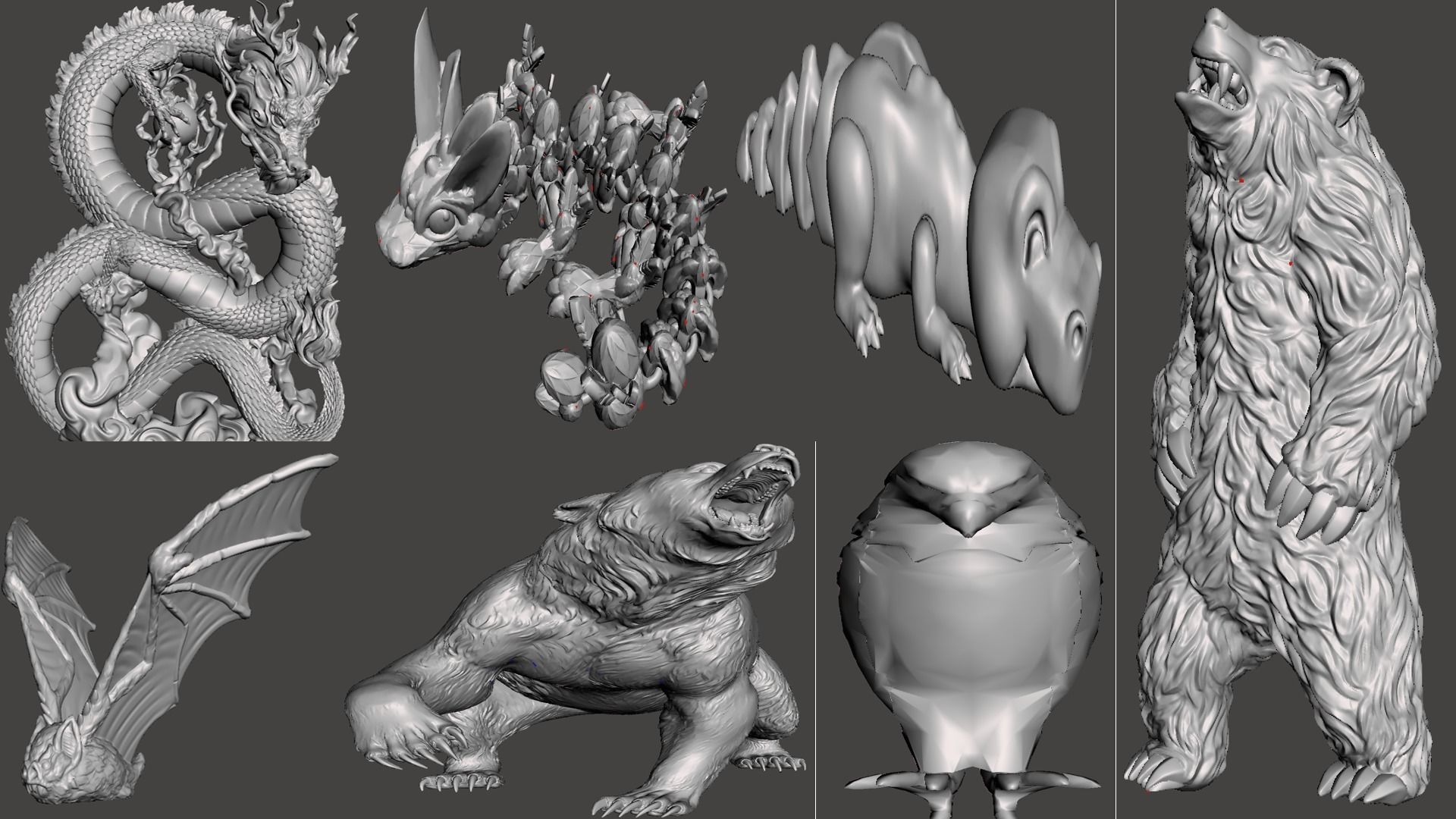 Animals 93 Models Birds creatures 3D Print Sculptures 3D print model_9