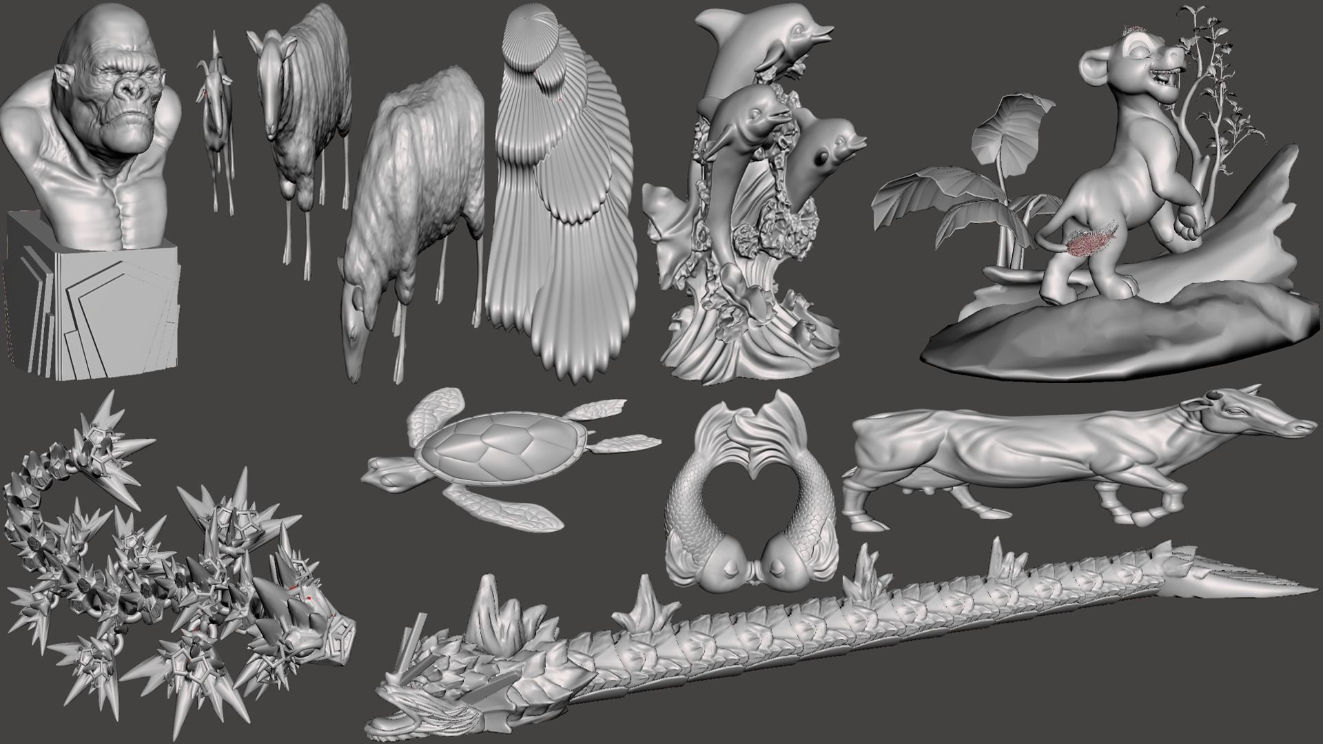 Animals 93 Models Birds creatures 3D Print Sculptures 3D print model_3