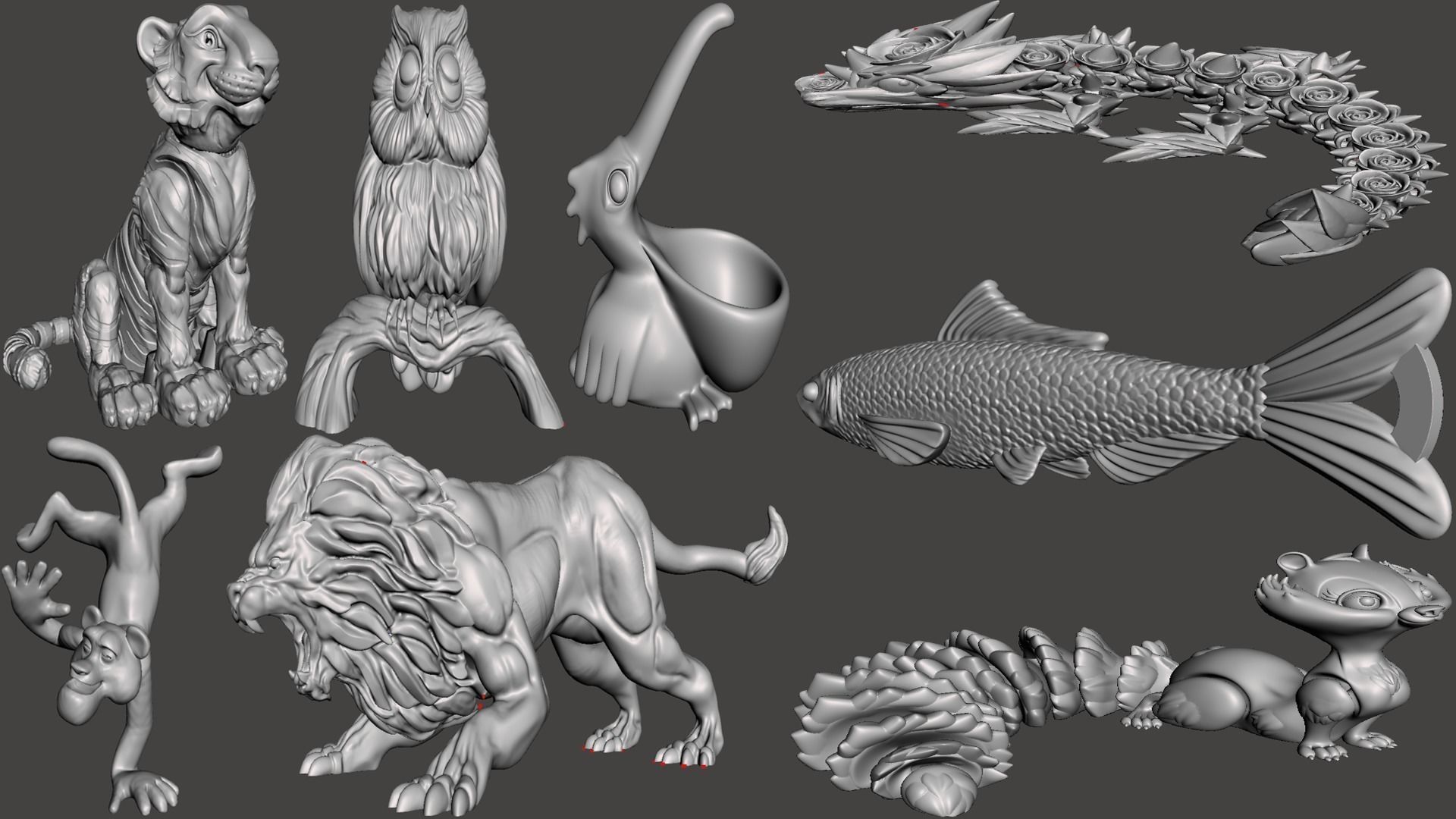 Animals 93 Models Birds creatures 3D Print Sculptures 3D print model_1