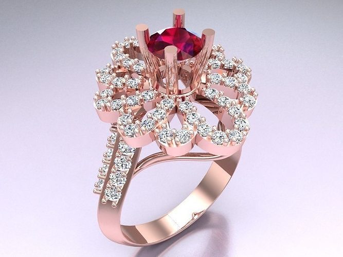 Diamond Ring - Womens Rings -  N121006 V02 3D print model