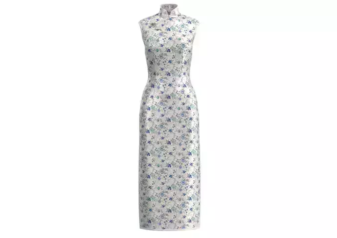 Blue White Floral Cheongsam