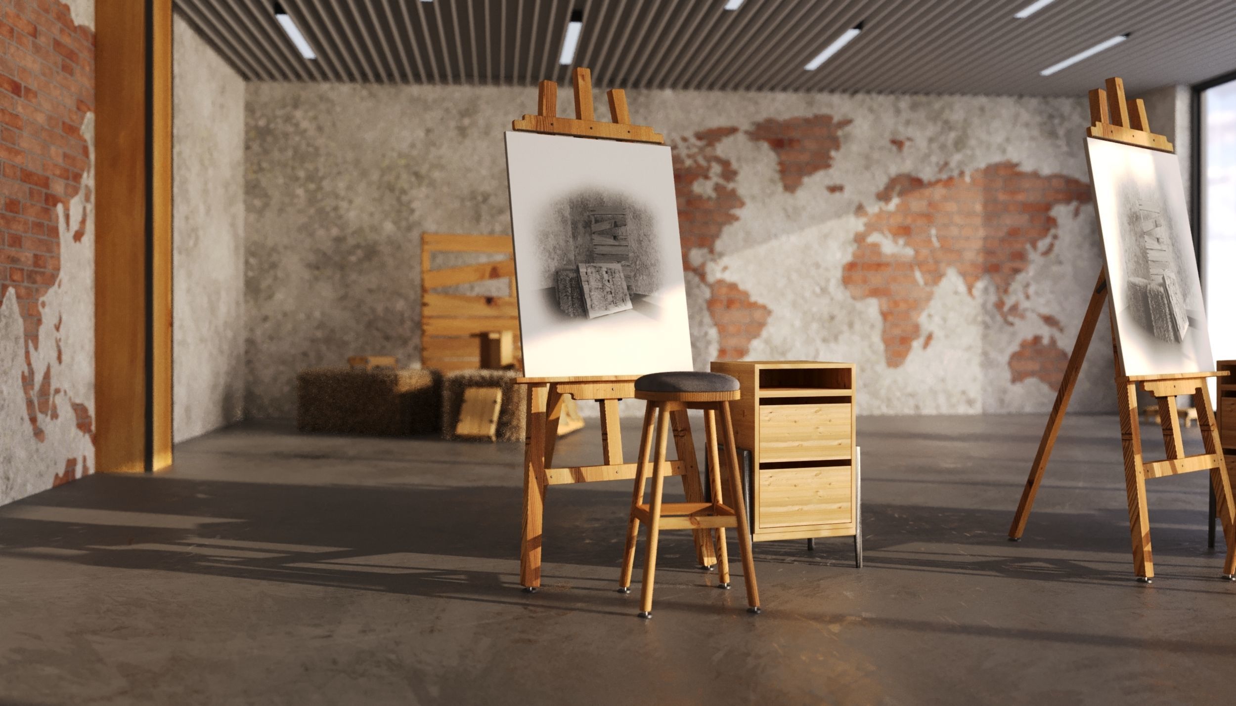 Photorealistic Studio Arts Interior Scene 3D model Low-poly 3D model_3