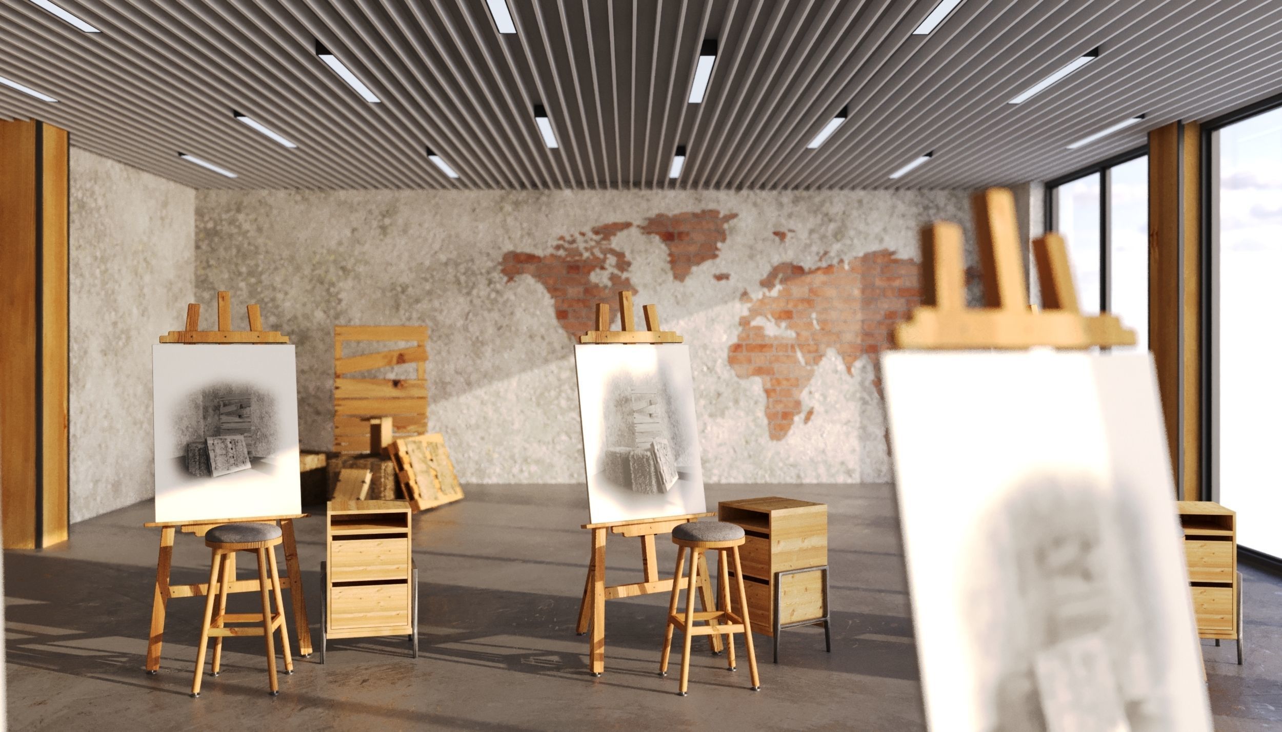 Photorealistic Studio Arts Interior Scene 3D model Low-poly 3D model_6