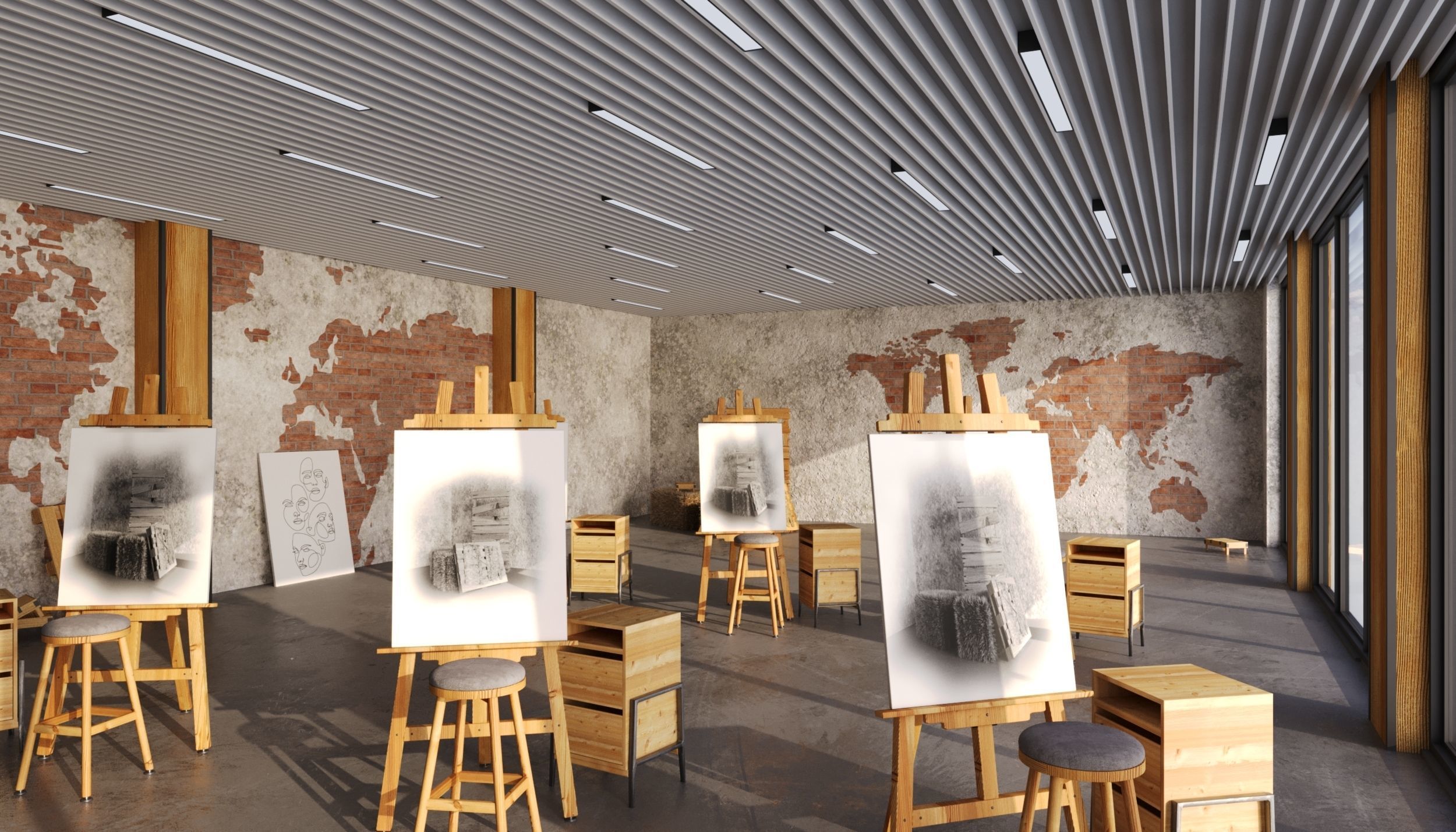 Photorealistic Studio Arts Interior Scene 3D model Low-poly 3D model_1