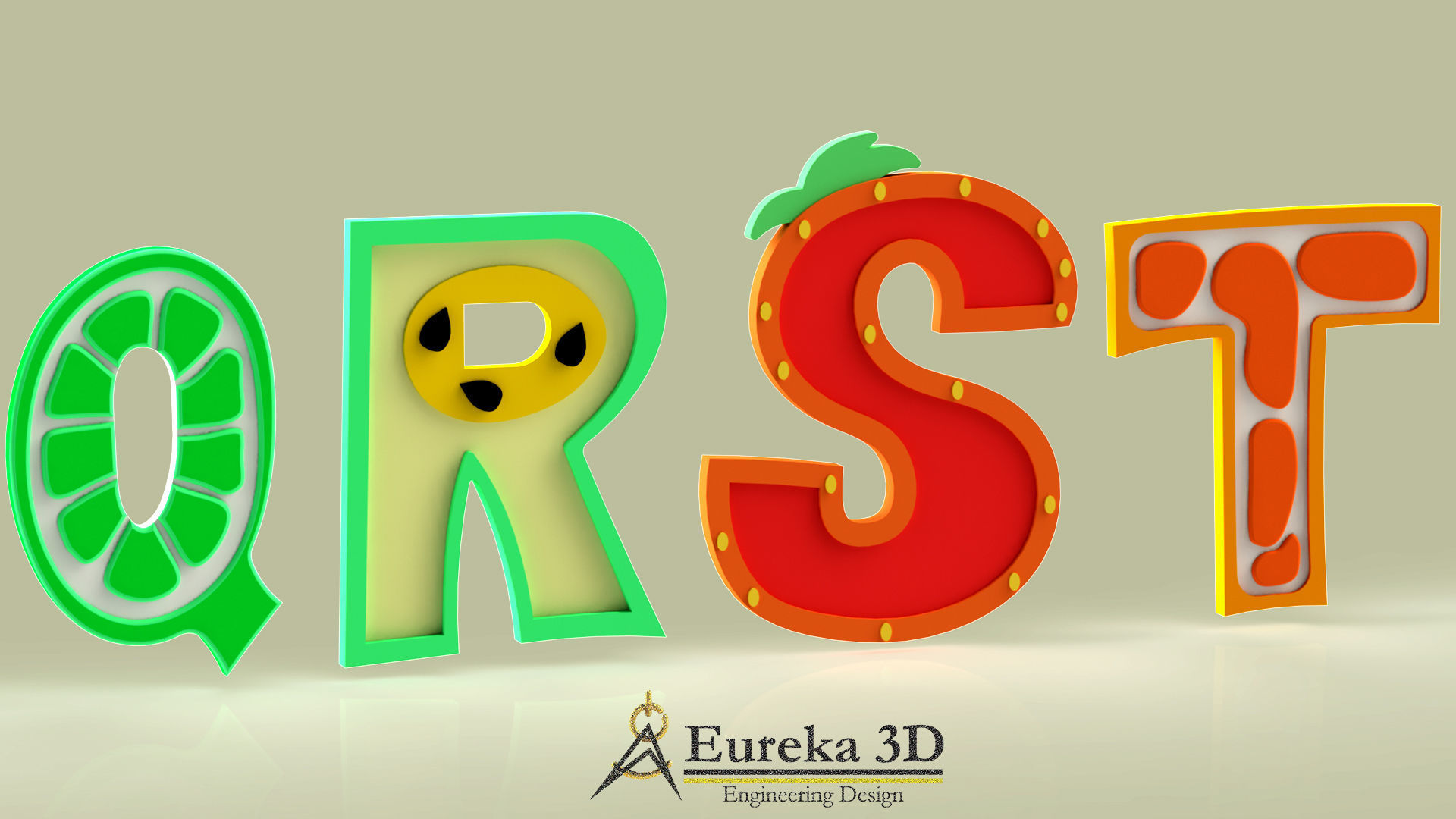 ALPHABET OF FRUITS AND TEMPLATES 3D print model_4