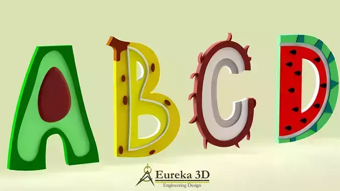 ALPHABET OF FRUITS AND TEMPLATES 3D print model