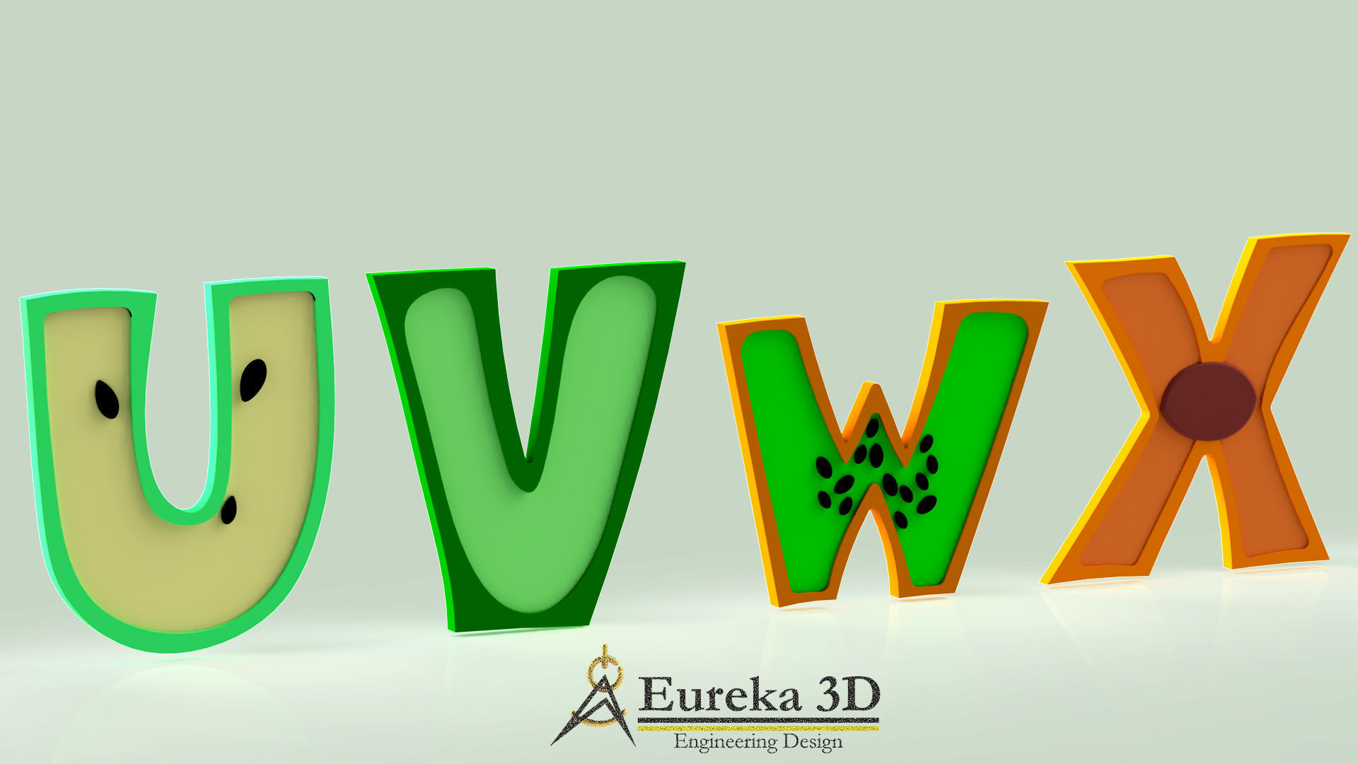 ALPHABET OF FRUITS AND TEMPLATES 3D print model_5