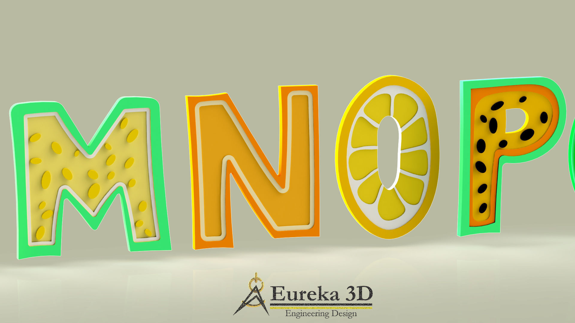 ALPHABET OF FRUITS AND TEMPLATES 3D print model_3