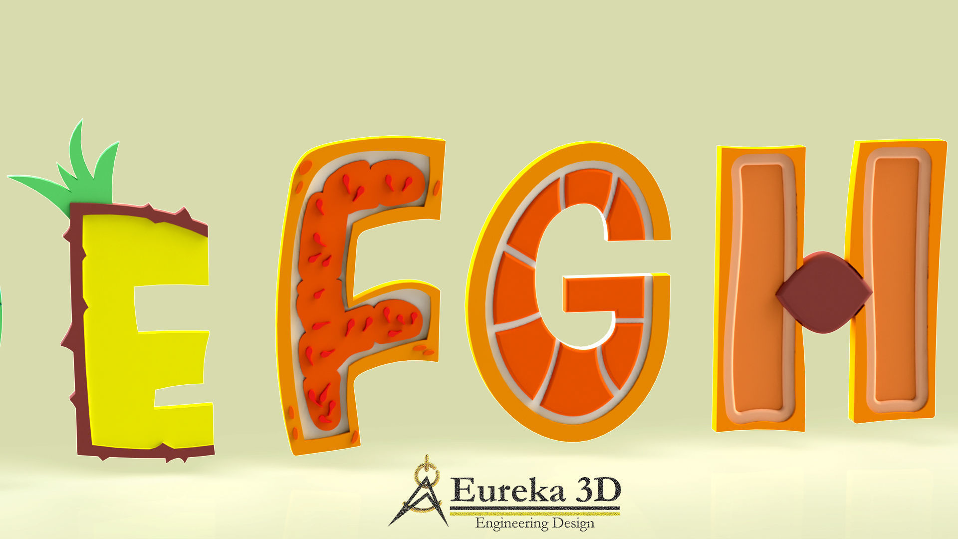 ALPHABET OF FRUITS AND TEMPLATES 3D print model_1