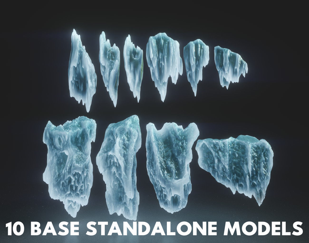 40 Low poly Ice Cave Modulars - 231219 Low-poly 3D model_3