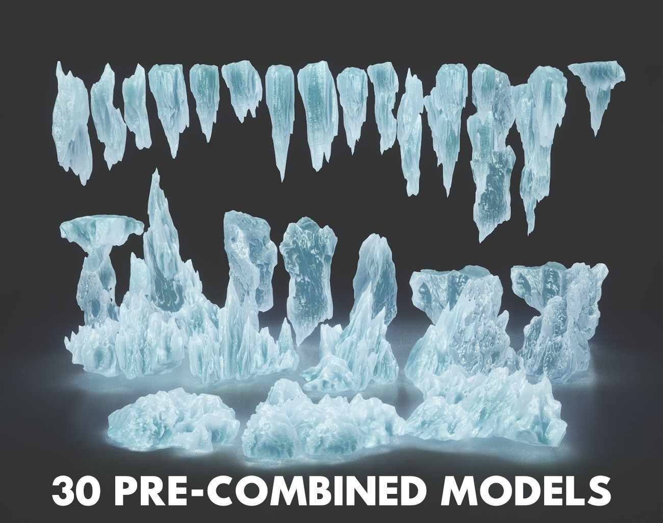 40 Low poly Ice Cave Modulars - 231219 Low-poly 3D model_1