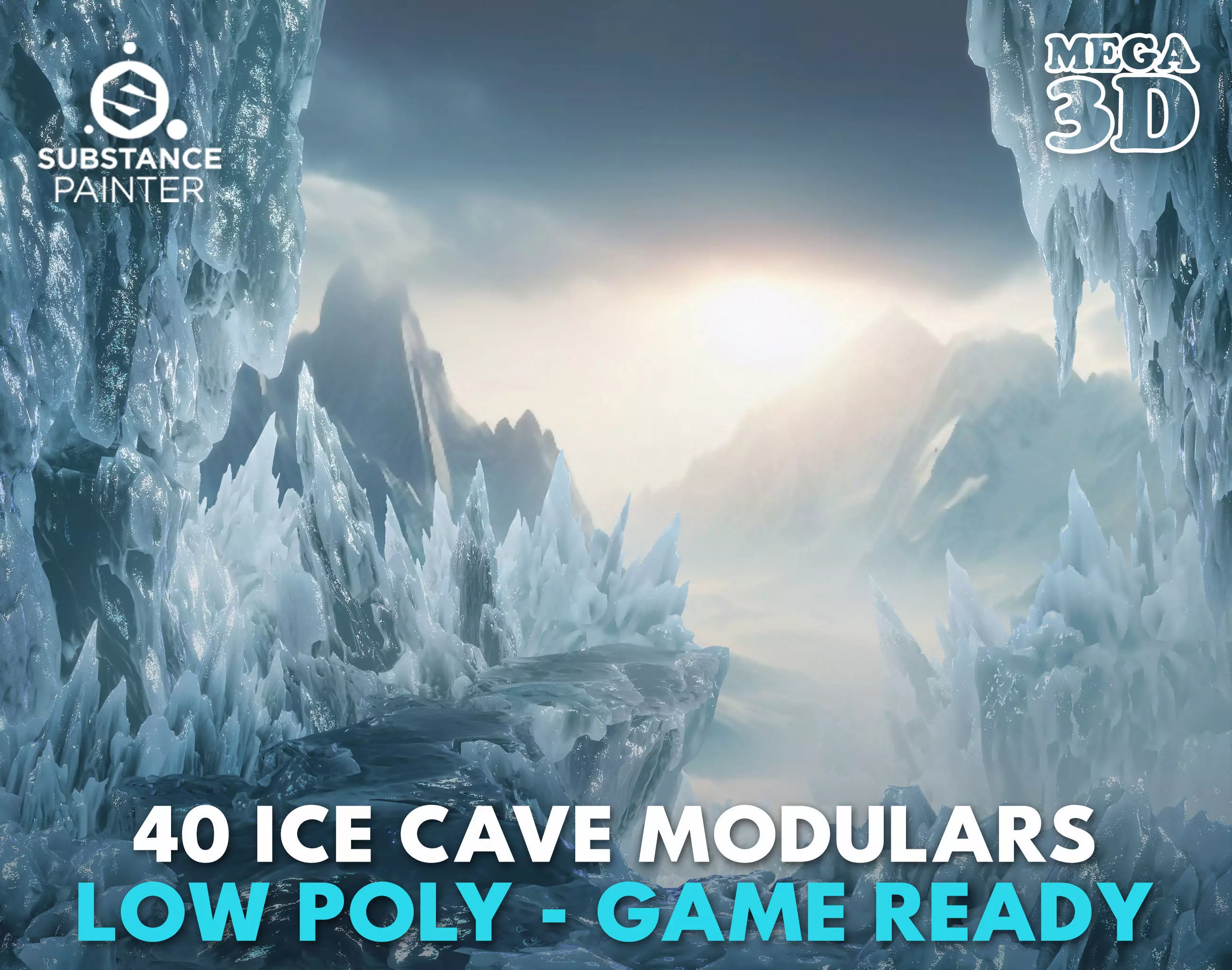 40 Low poly Ice Cave Modulars - 231219 Low-poly 3D model_0