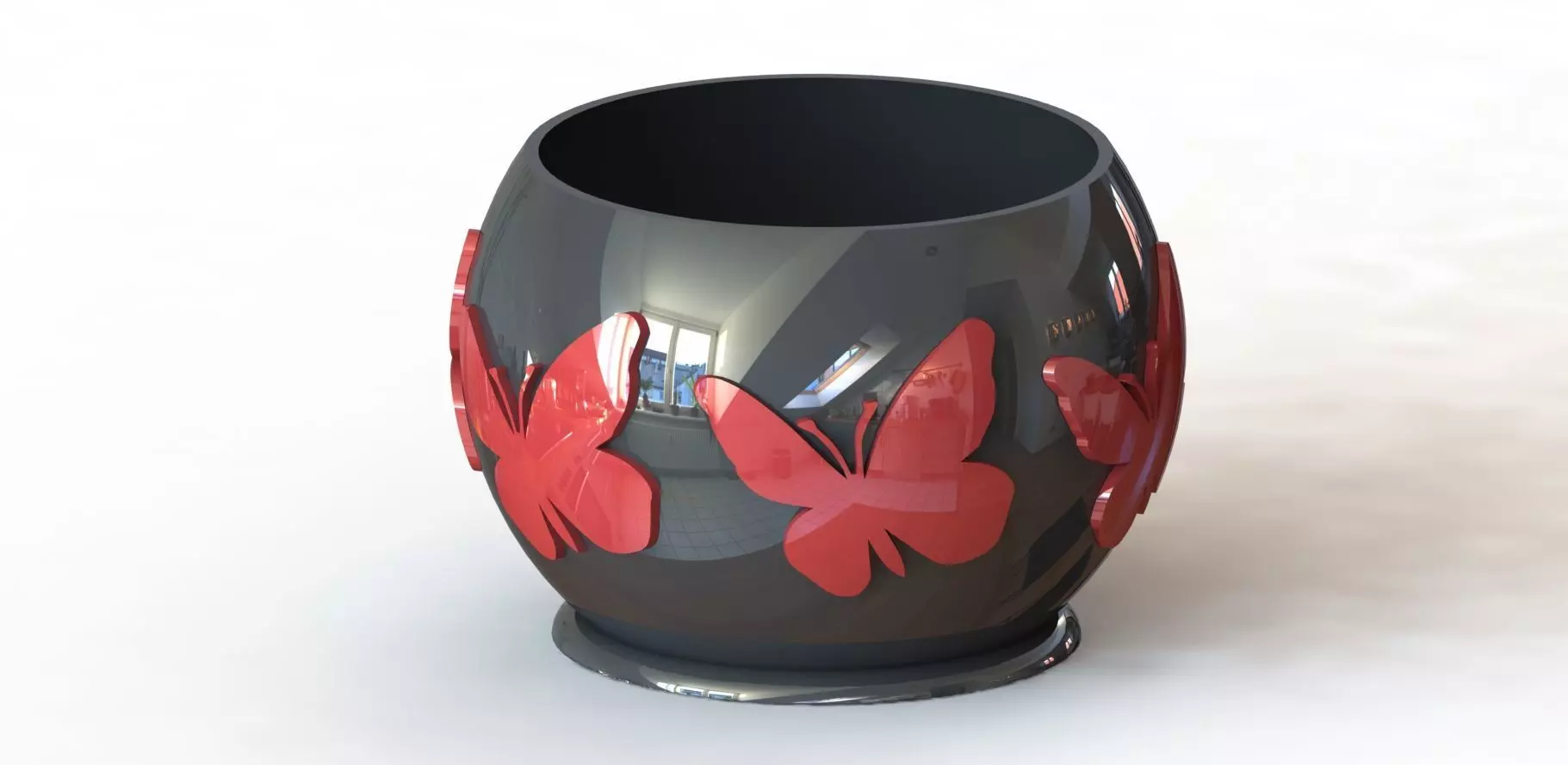 butterfly and hummingbird pot 3D print model