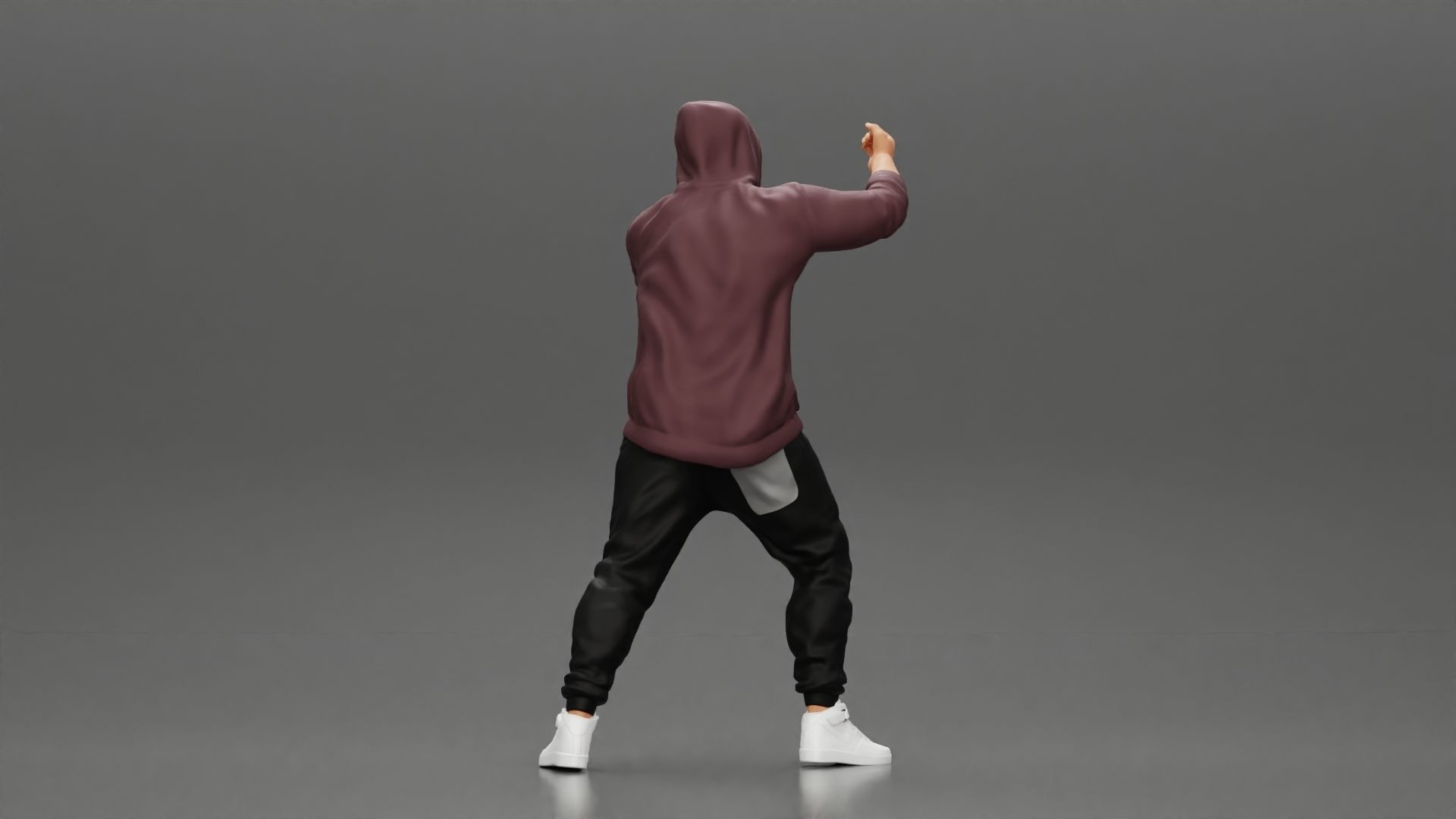 Man in hoodie and mask holding a big flag in support 3D print model_9