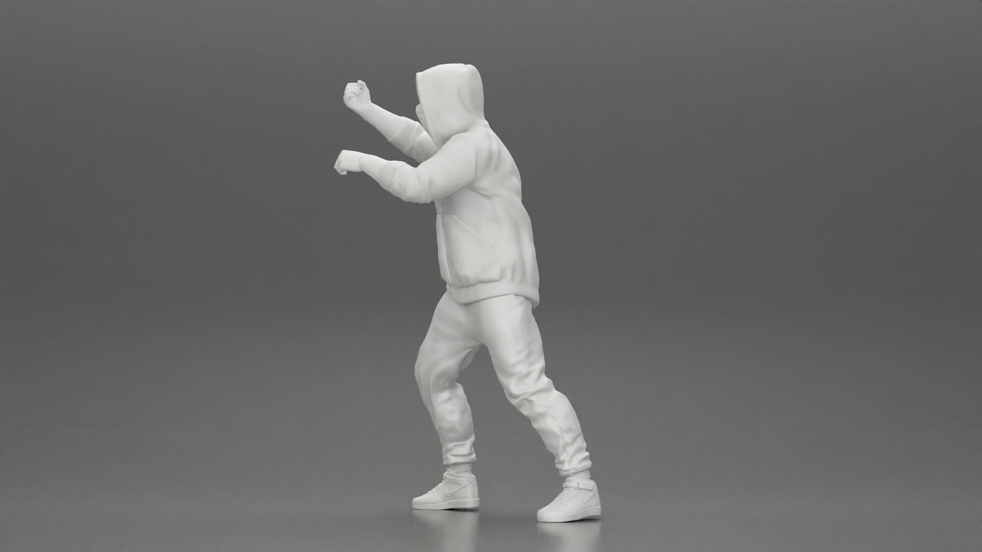 Man in hoodie and mask holding a big flag in support 3D print model_20