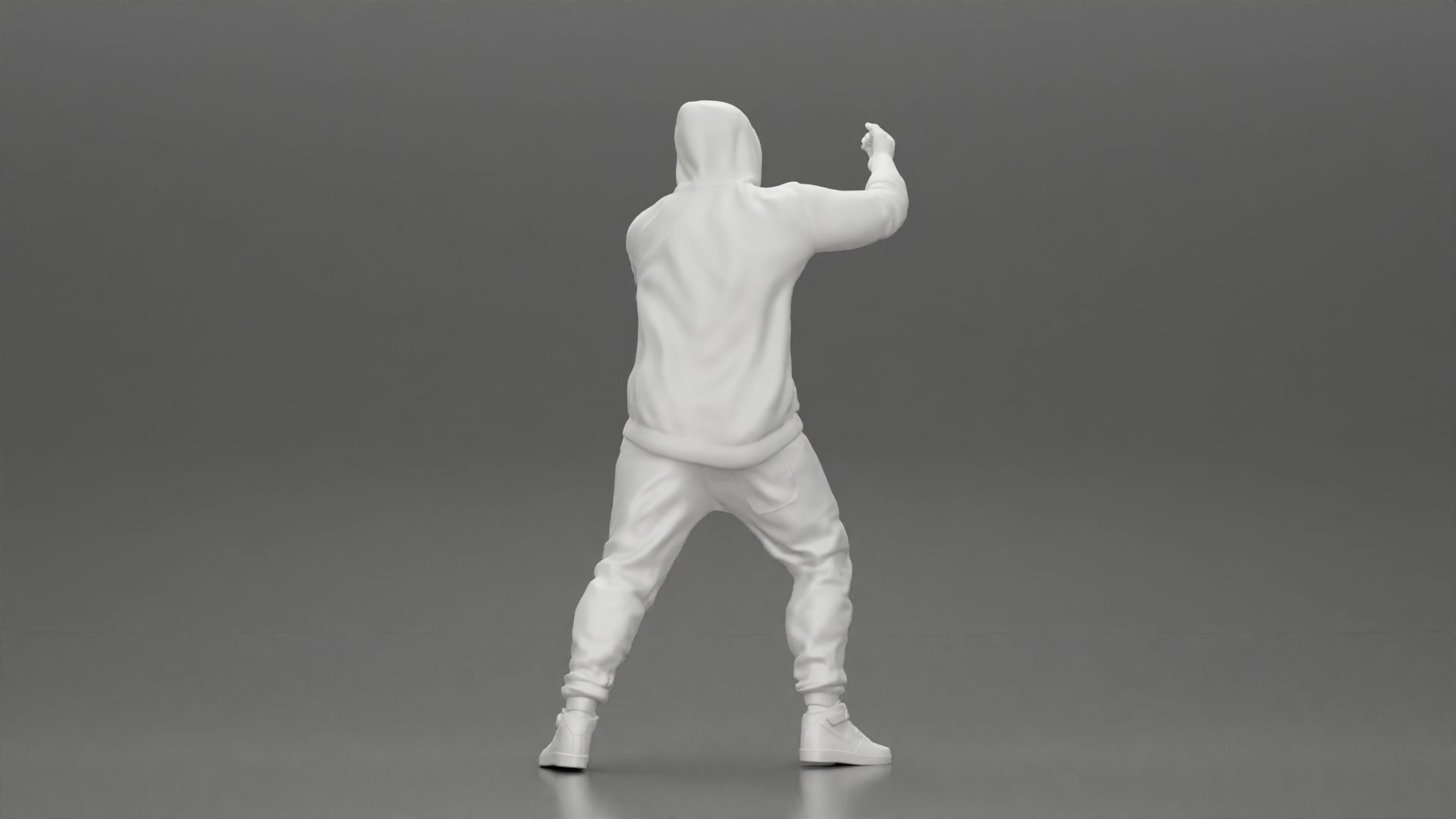 Man in hoodie and mask holding a big flag in support 3D print model_19