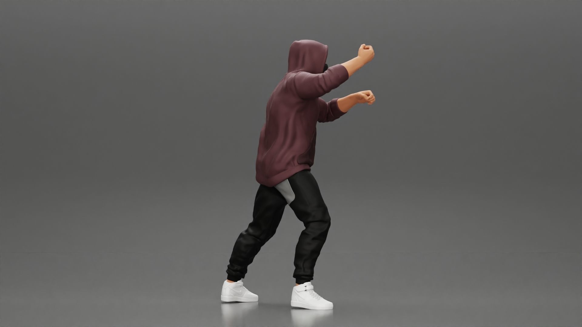 Man in hoodie and mask holding a big flag in support 3D print model_8