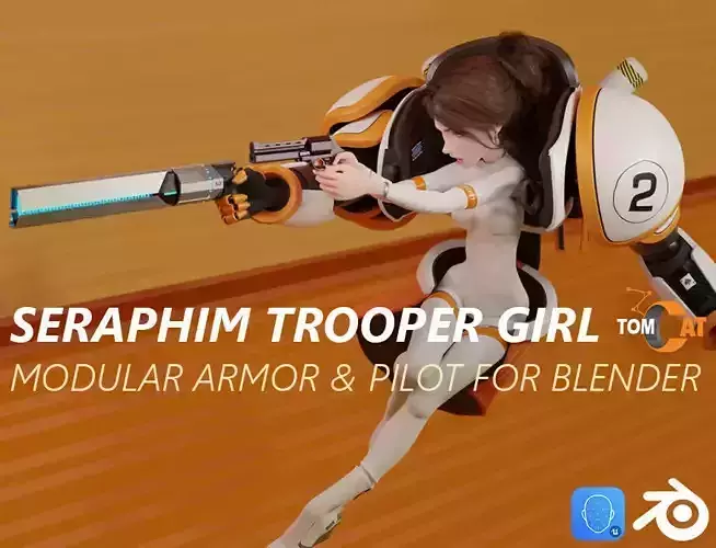 SERAPHIM TROOPER GIRL for Blender Low-poly 3D model