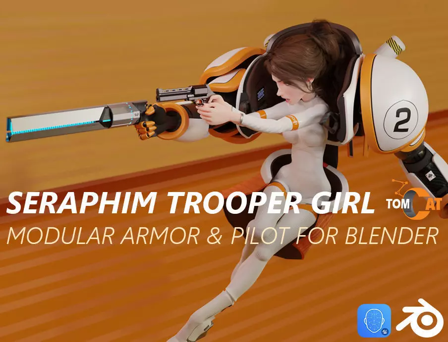 SERAPHIM TROOPER GIRL for Blender Low-poly 3D model_0