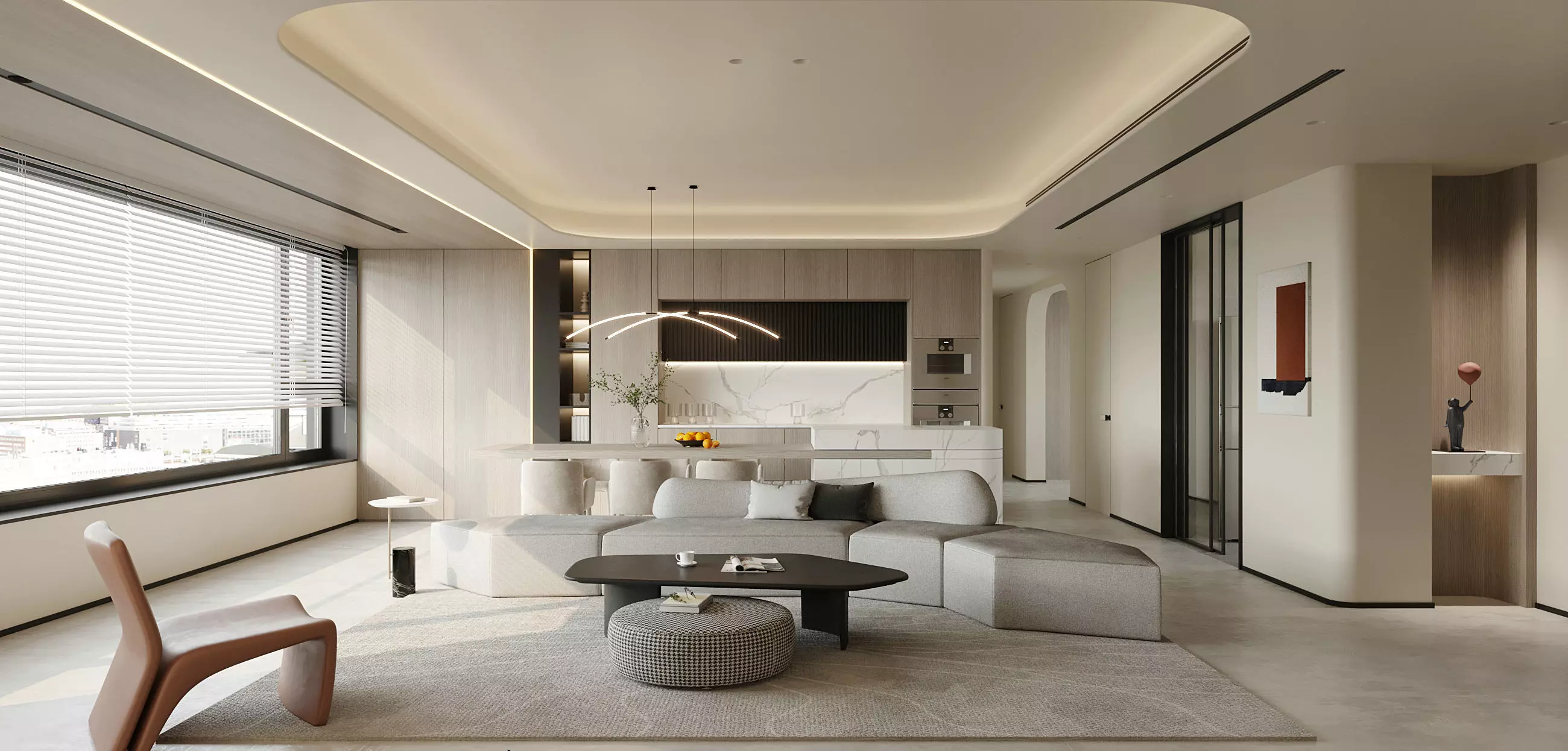 Modern Minimalist Home Interior 3D Model and CAD Drawings 3D model_0