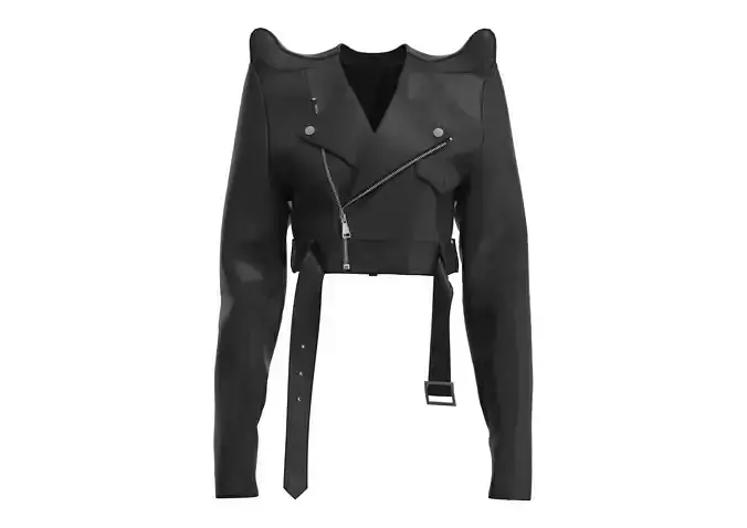 Short black belted jacket