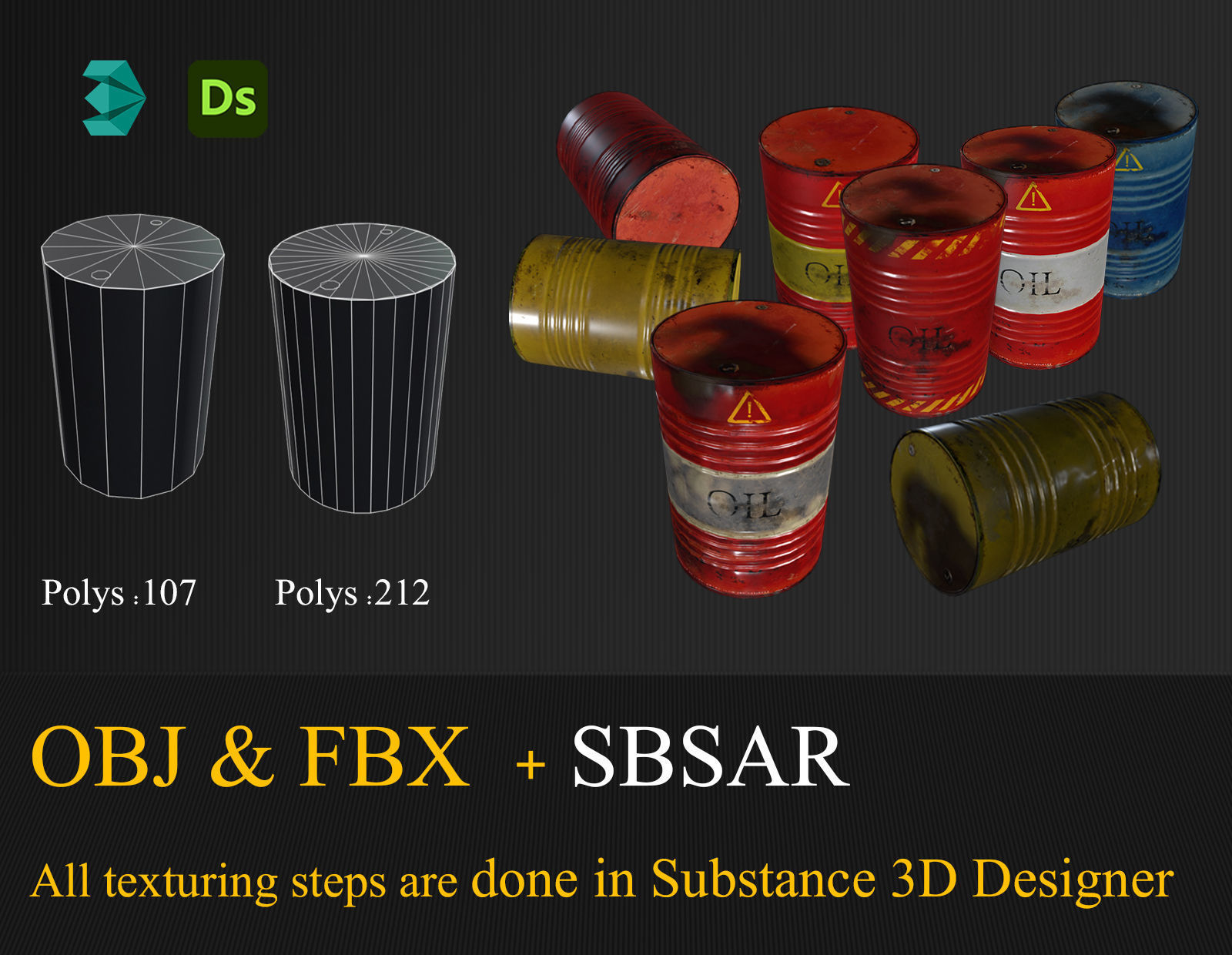 Barrel pbr Low-poly 3D model_2