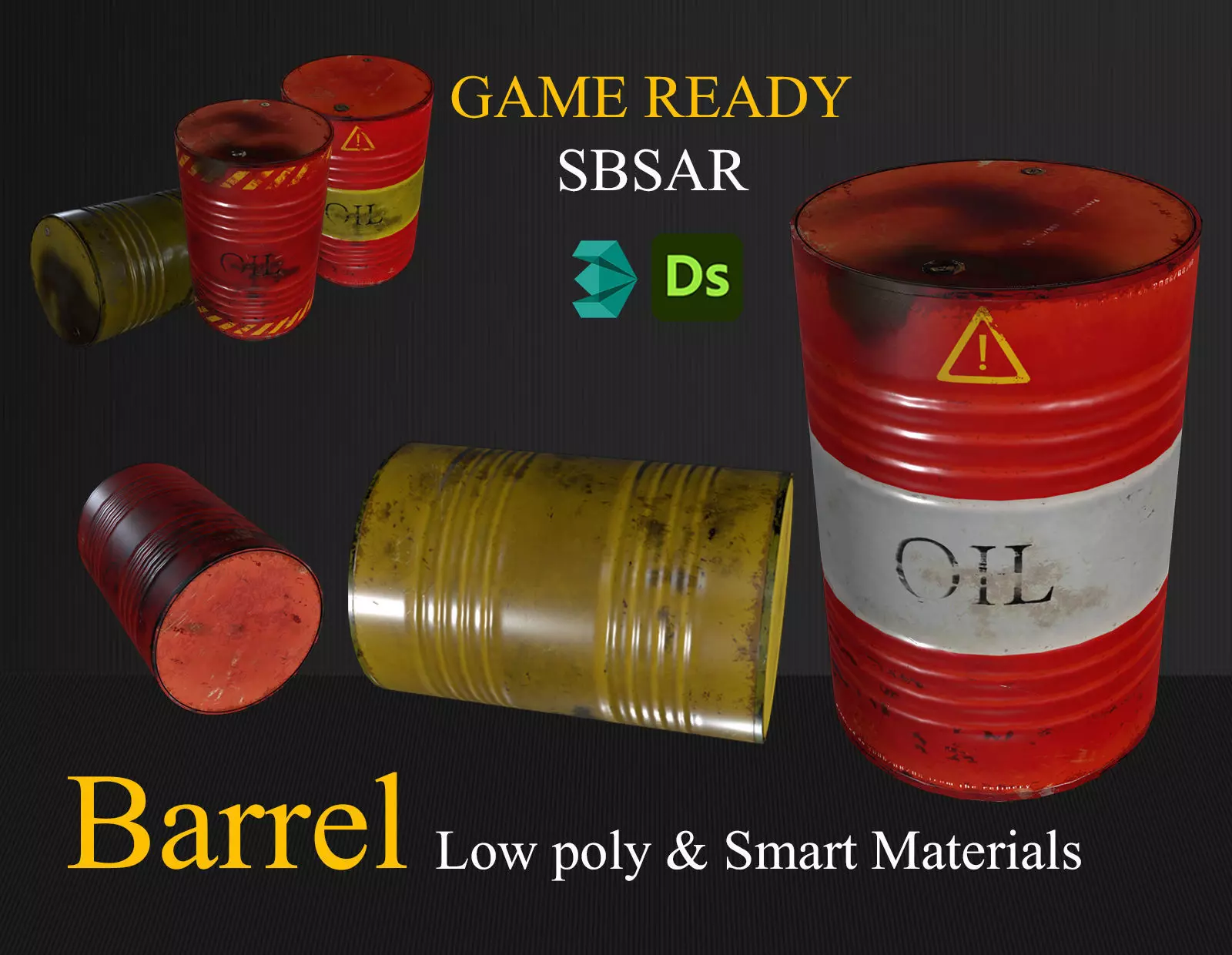 Barrel pbr Low-poly 3D model_0