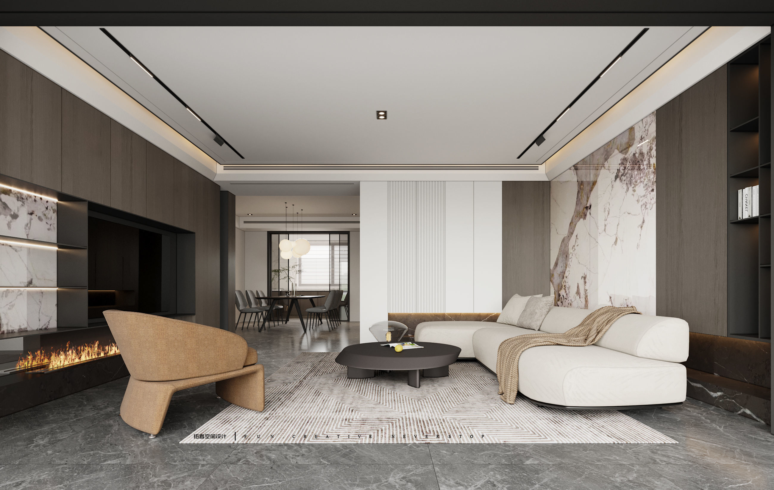 A Luxurious 3D Model of a Contemporary Living Space with CAD 3D model_2