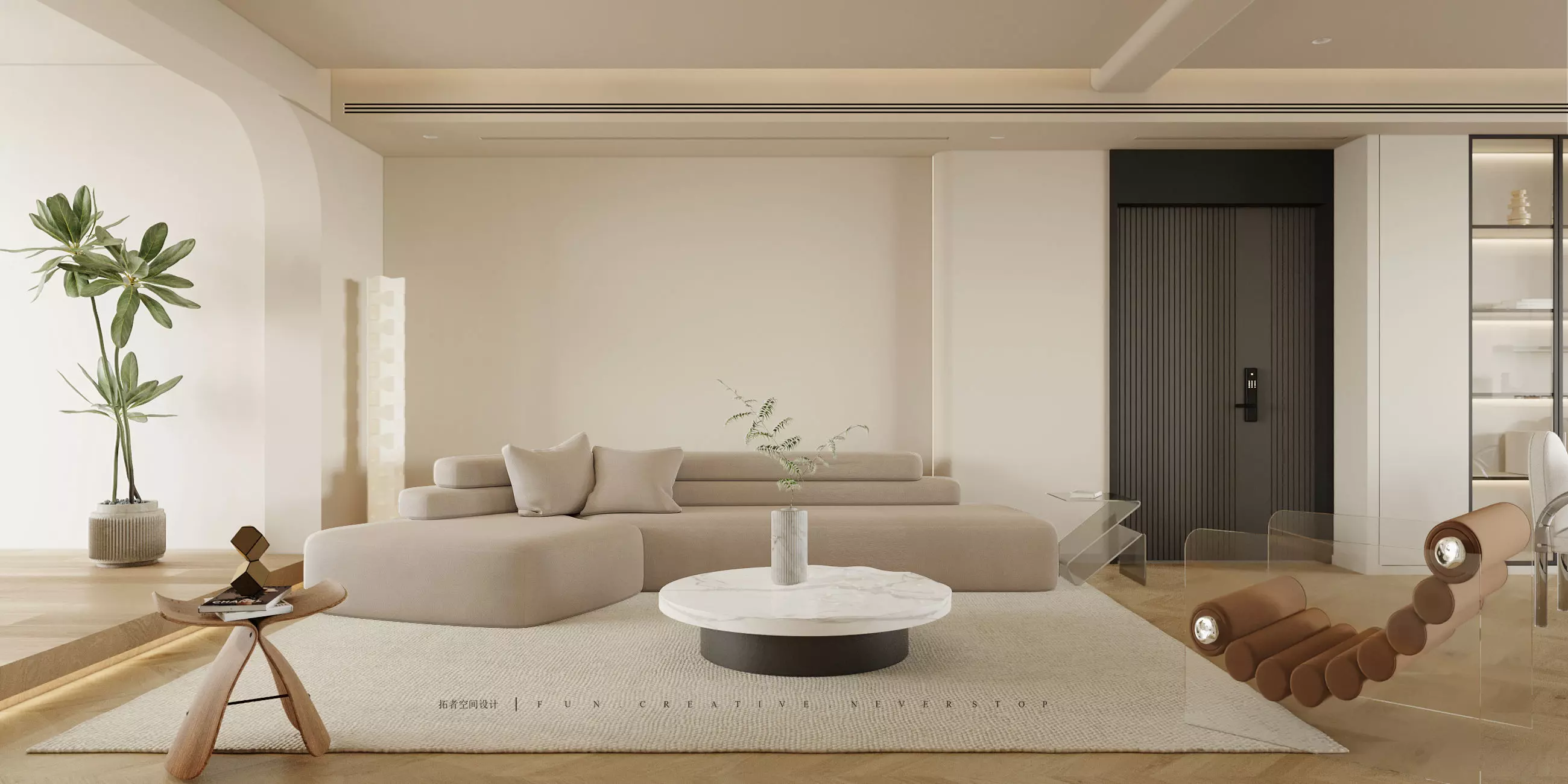 A Luxurious 3D Model of a Contemporary Living Space with CAD 3D model_0