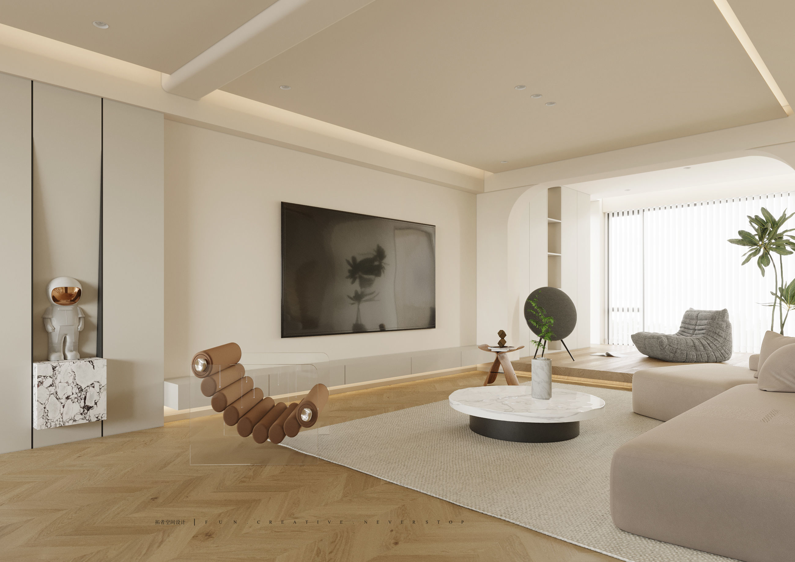 A Luxurious 3D Model of a Contemporary Living Space with CAD 3D model_3