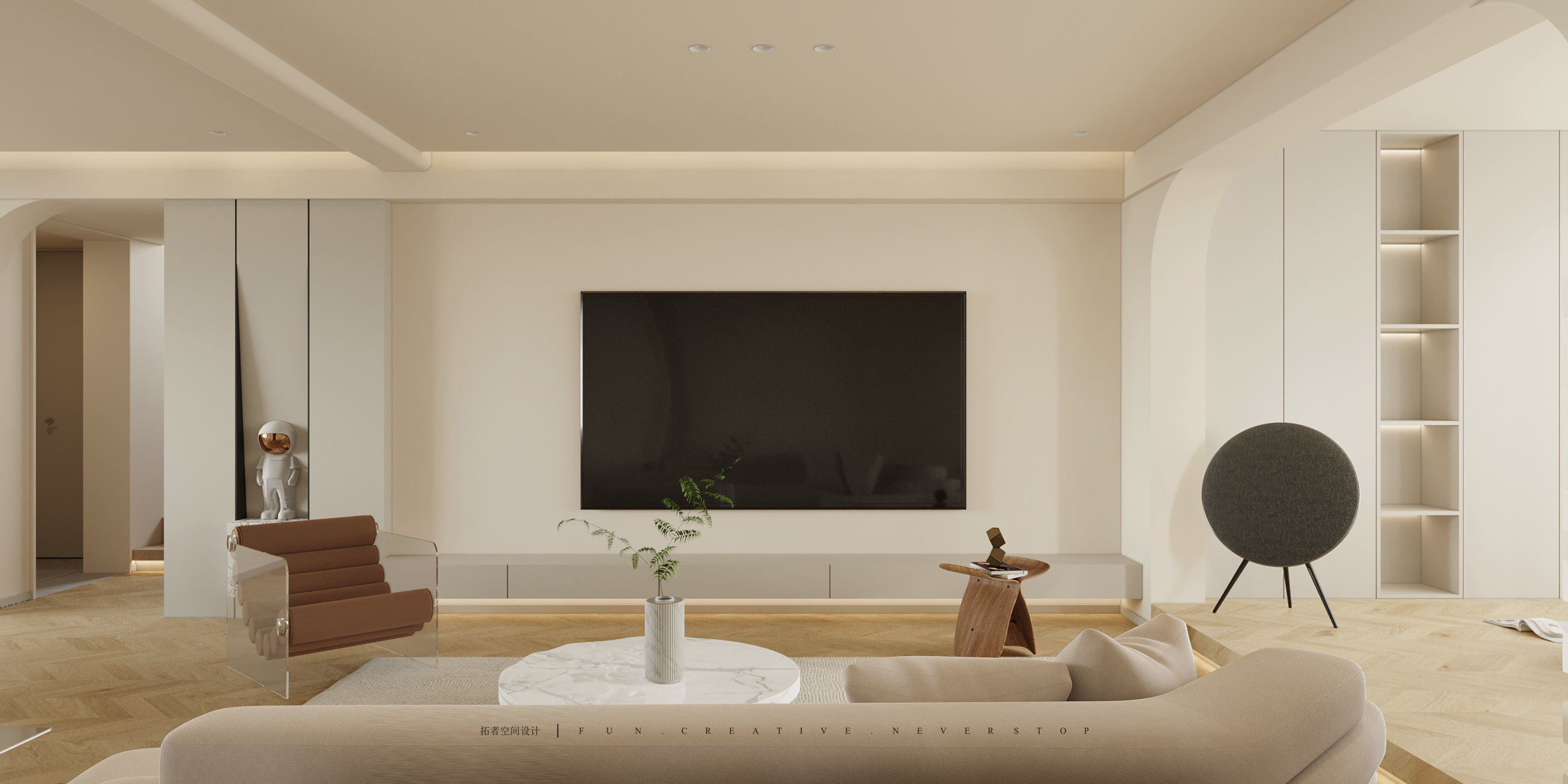 A Luxurious 3D Model of a Contemporary Living Space with CAD 3D model_1