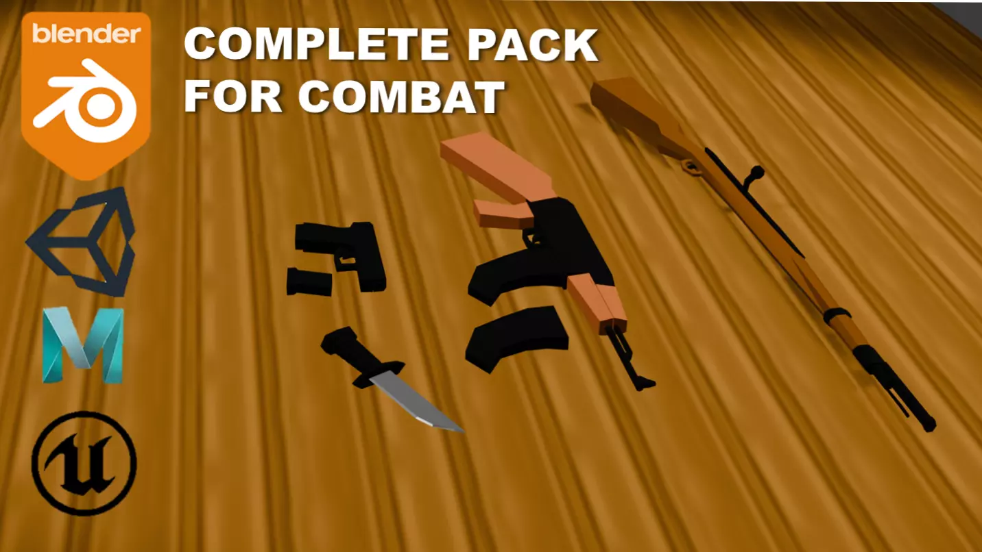 Low-Poly - Game ready - Gun Arsenal Set Low-poly 3D model