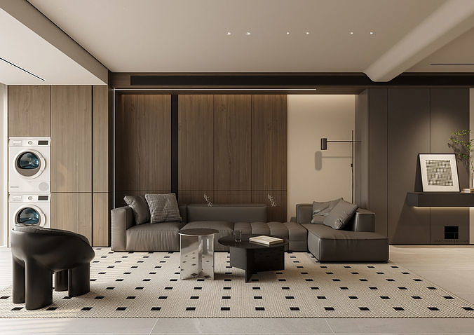 Modern Apartment 3D Model with CAD Drawings 3D model