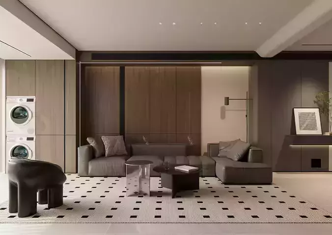 Modern Apartment 3D Model with CAD Drawings