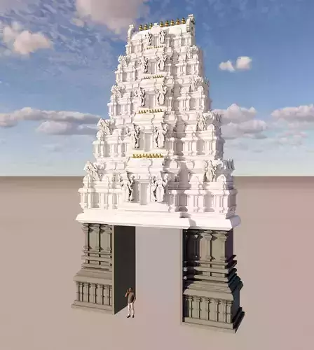 Tirupati Balaji Temple Entry Gate And Dome  3D model