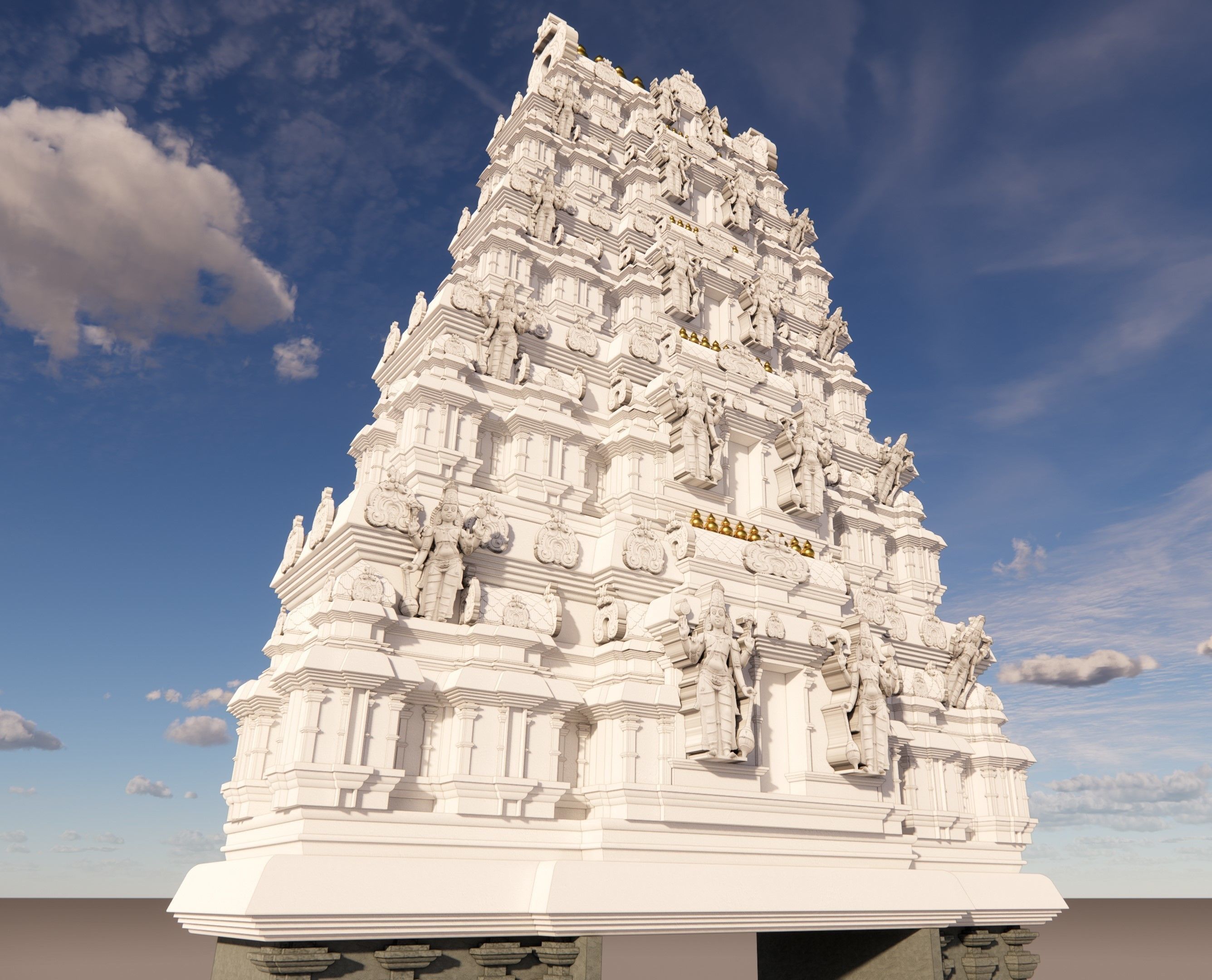 Tirupati Balaji Temple Entry Gate And Dome  3D model_1