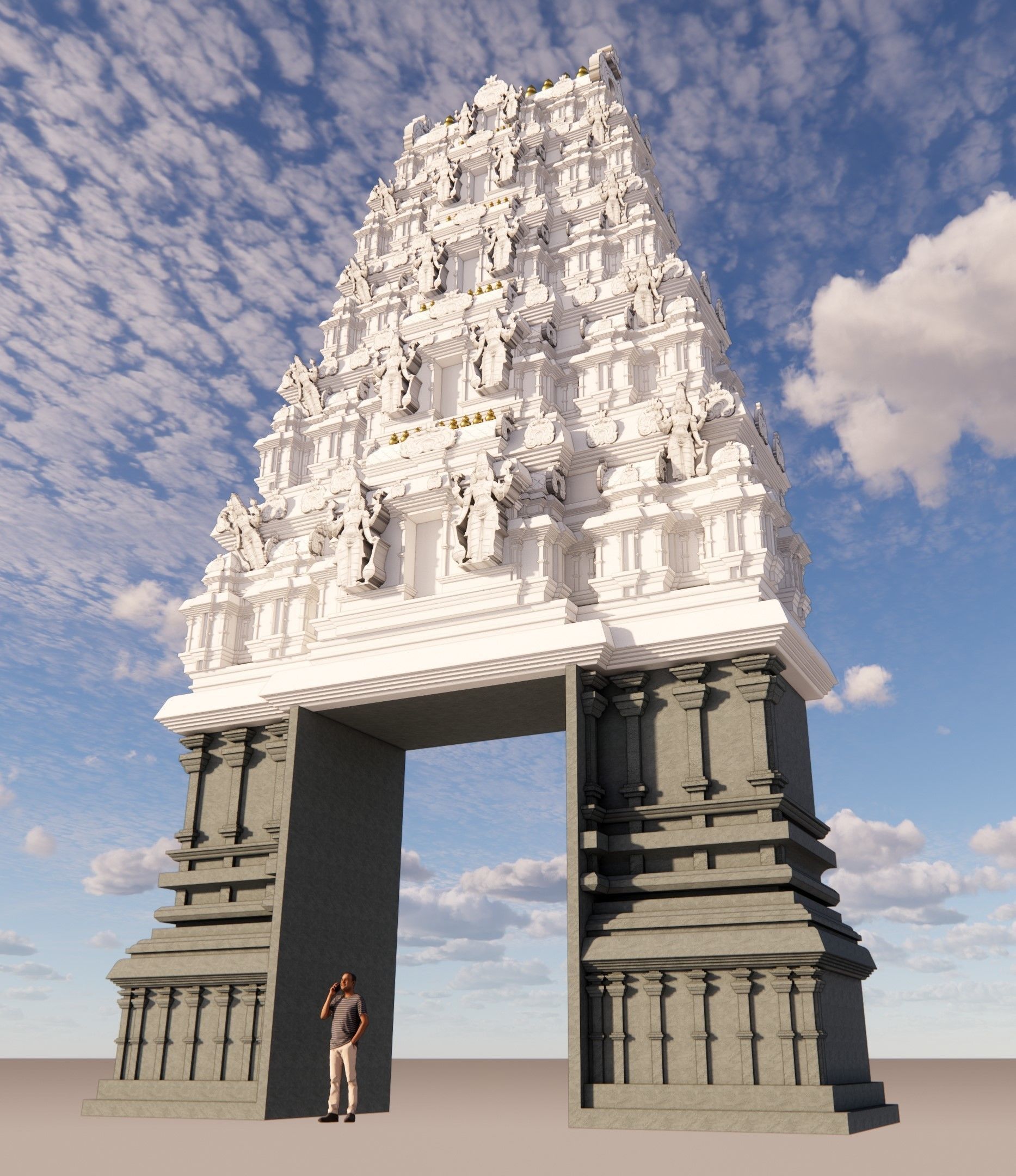 Tirupati Balaji Temple Entry Gate And Dome  3D model_2