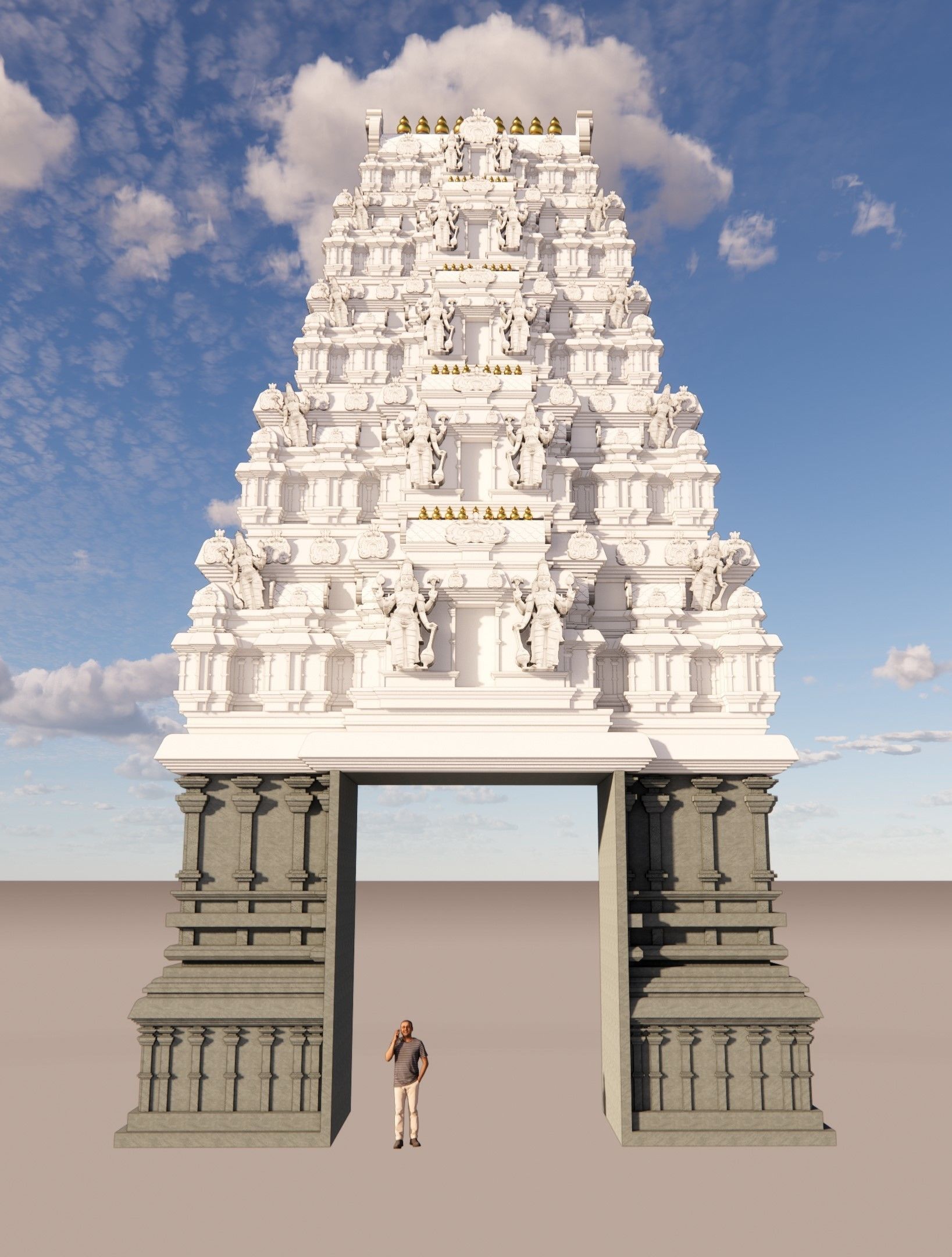 Tirupati Balaji Temple Entry Gate And Dome  3D model_3