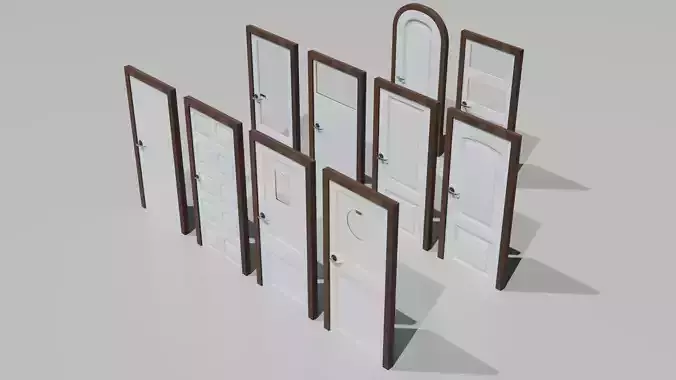 Doors Collection - 10 Doors Low-poly 3D model