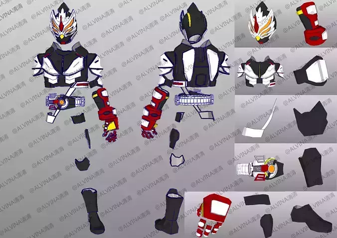 Kamen Rider Rostar Boxer Form Armor - DIY Cosplay Pepakura Foam
