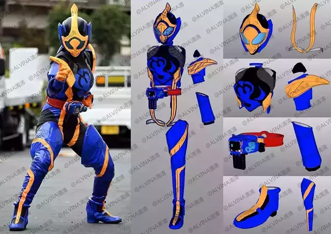 Kamen Rider Jeanne Armor - DIY Cosplay Pepakura Foam Template Low-poly 3D model