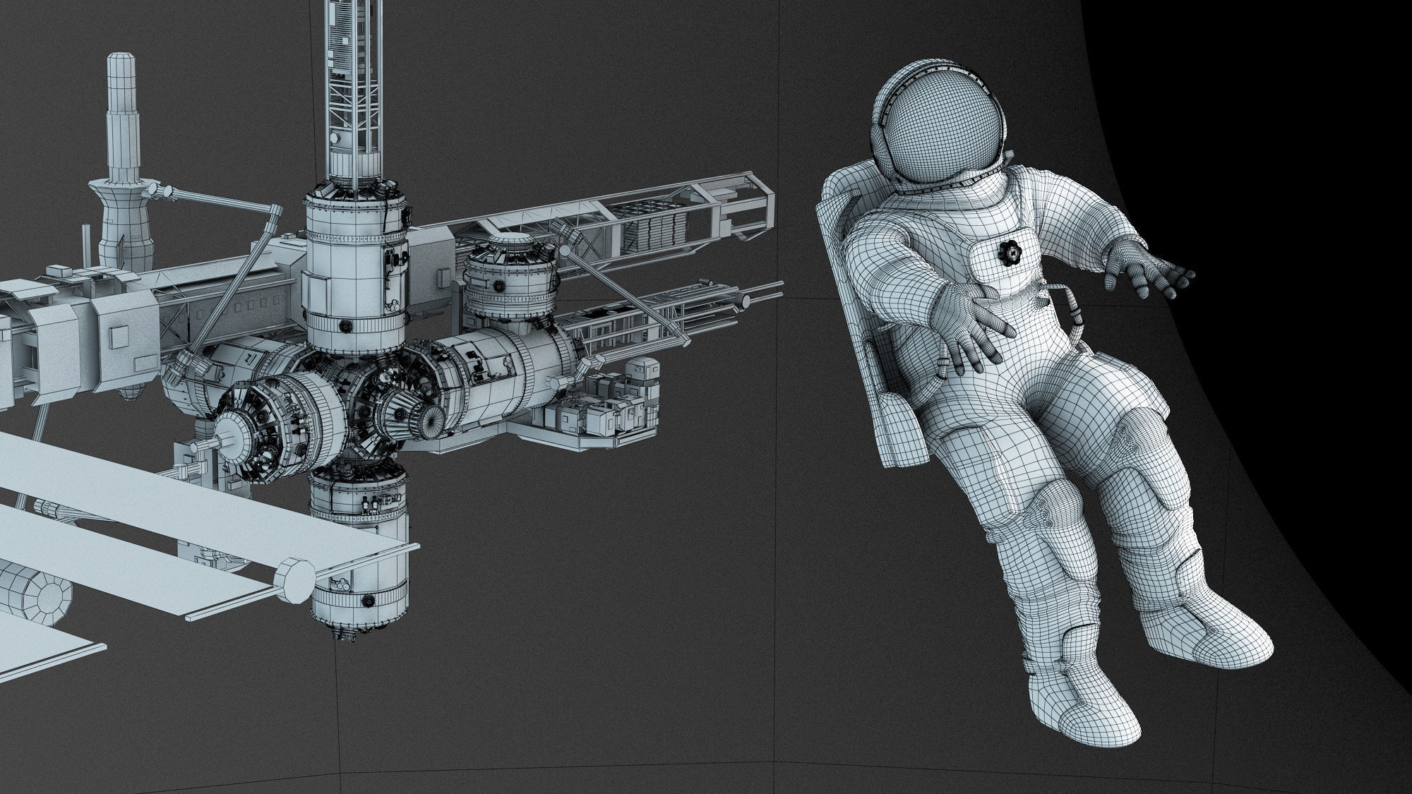 space station astronaut  shuttle 3D model_1